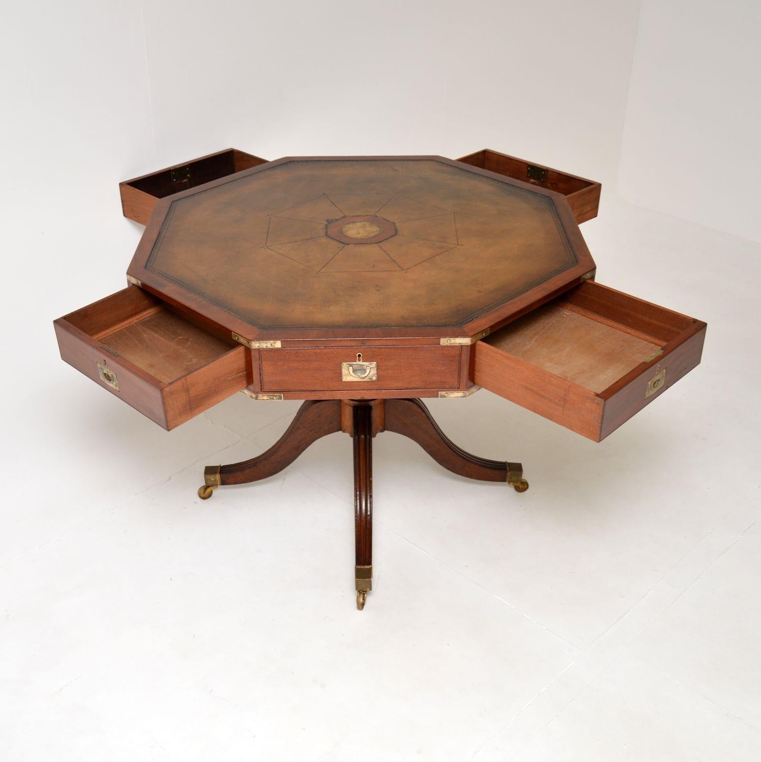 antique drum table with leather top