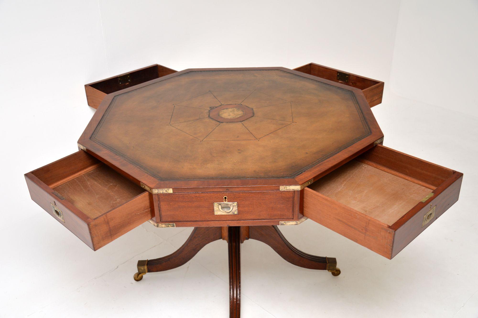 Regency Large Antique Military Campaign Drum Table For Sale