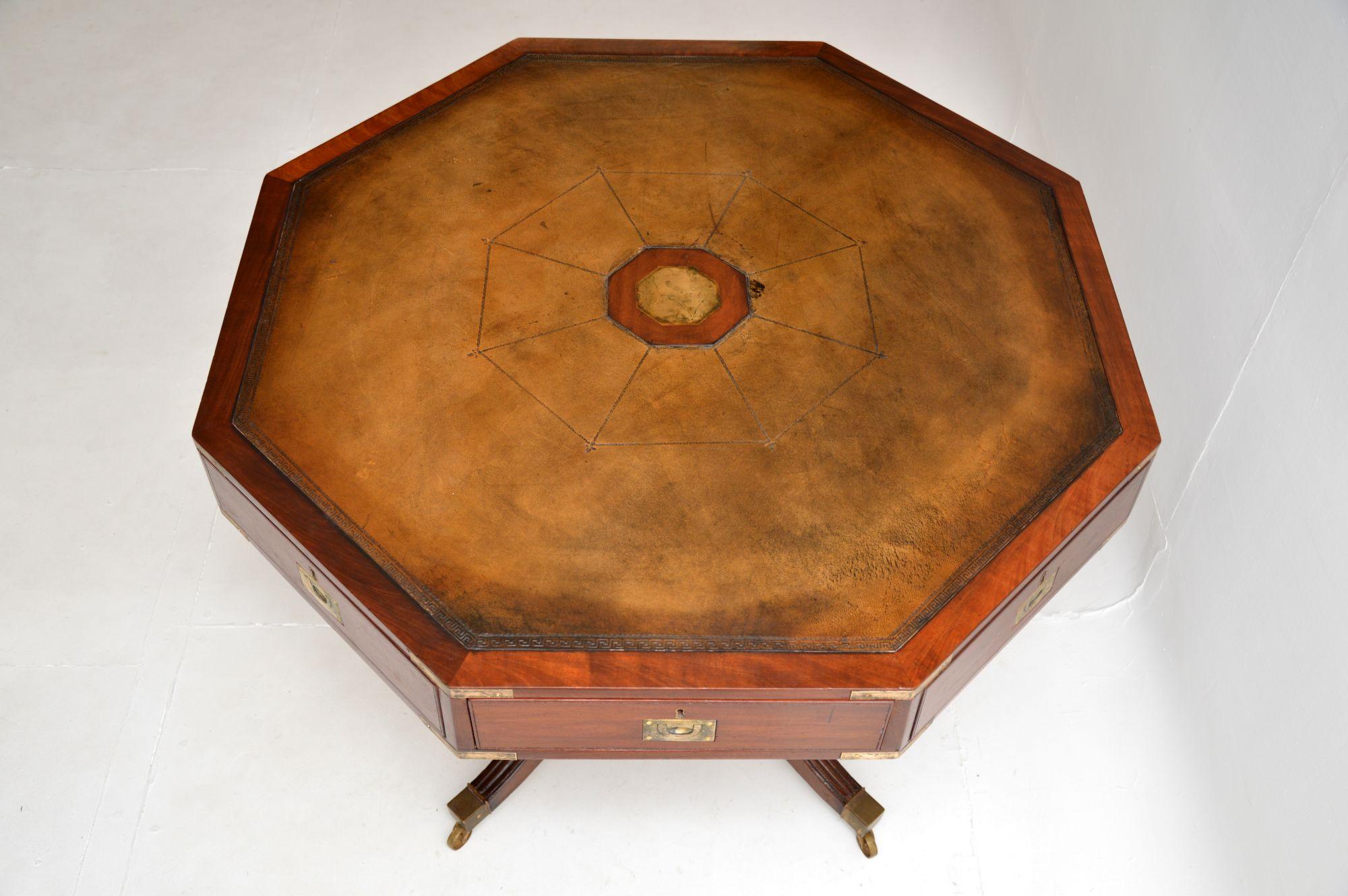 British Large Antique Military Campaign Drum Table For Sale