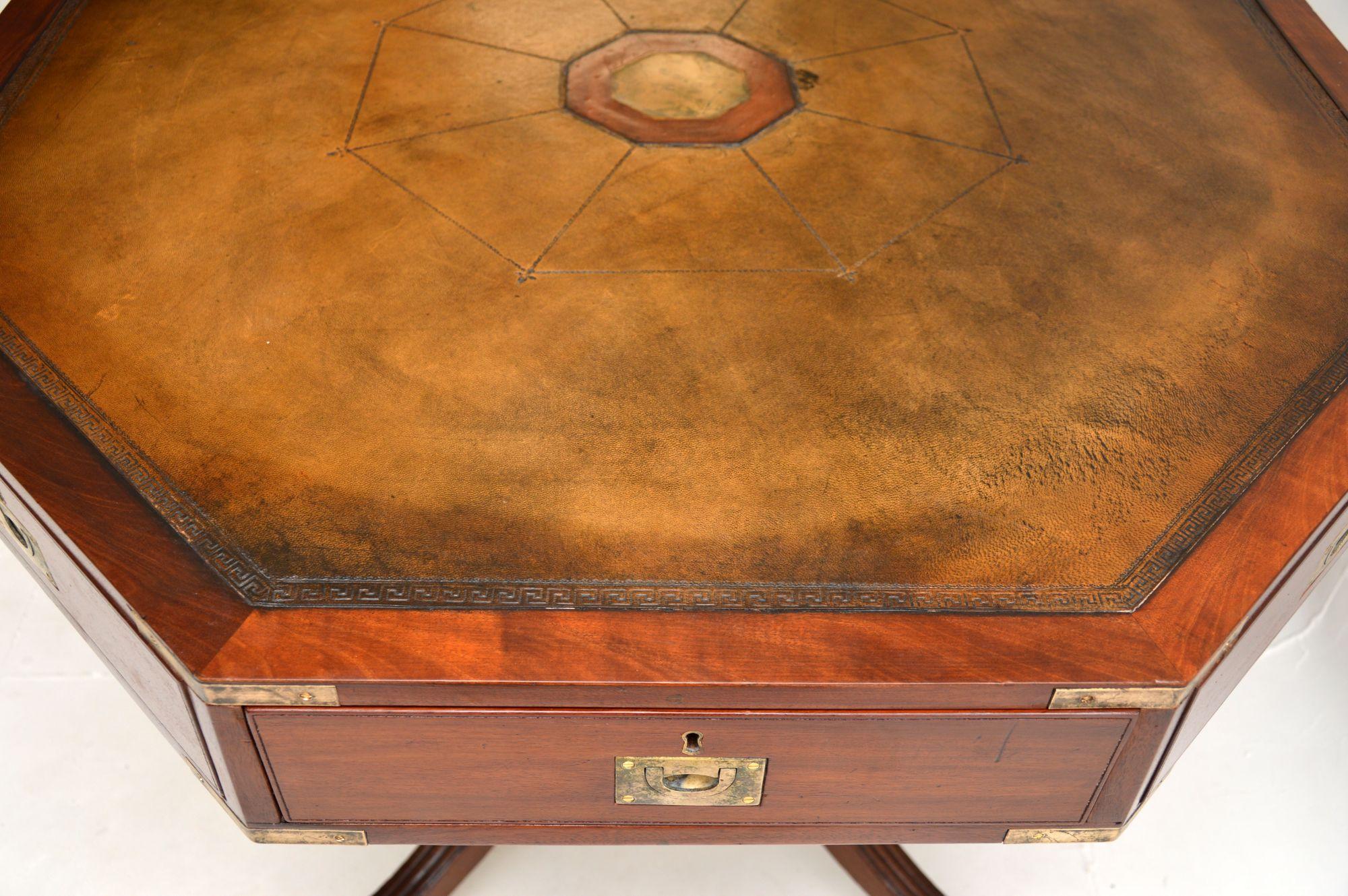 Early 19th Century Large Antique Military Campaign Drum Table For Sale