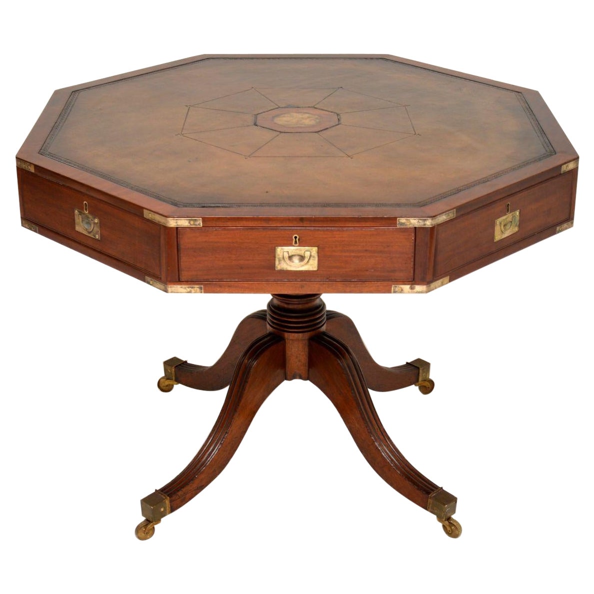 Large Antique Military Campaign Drum Table