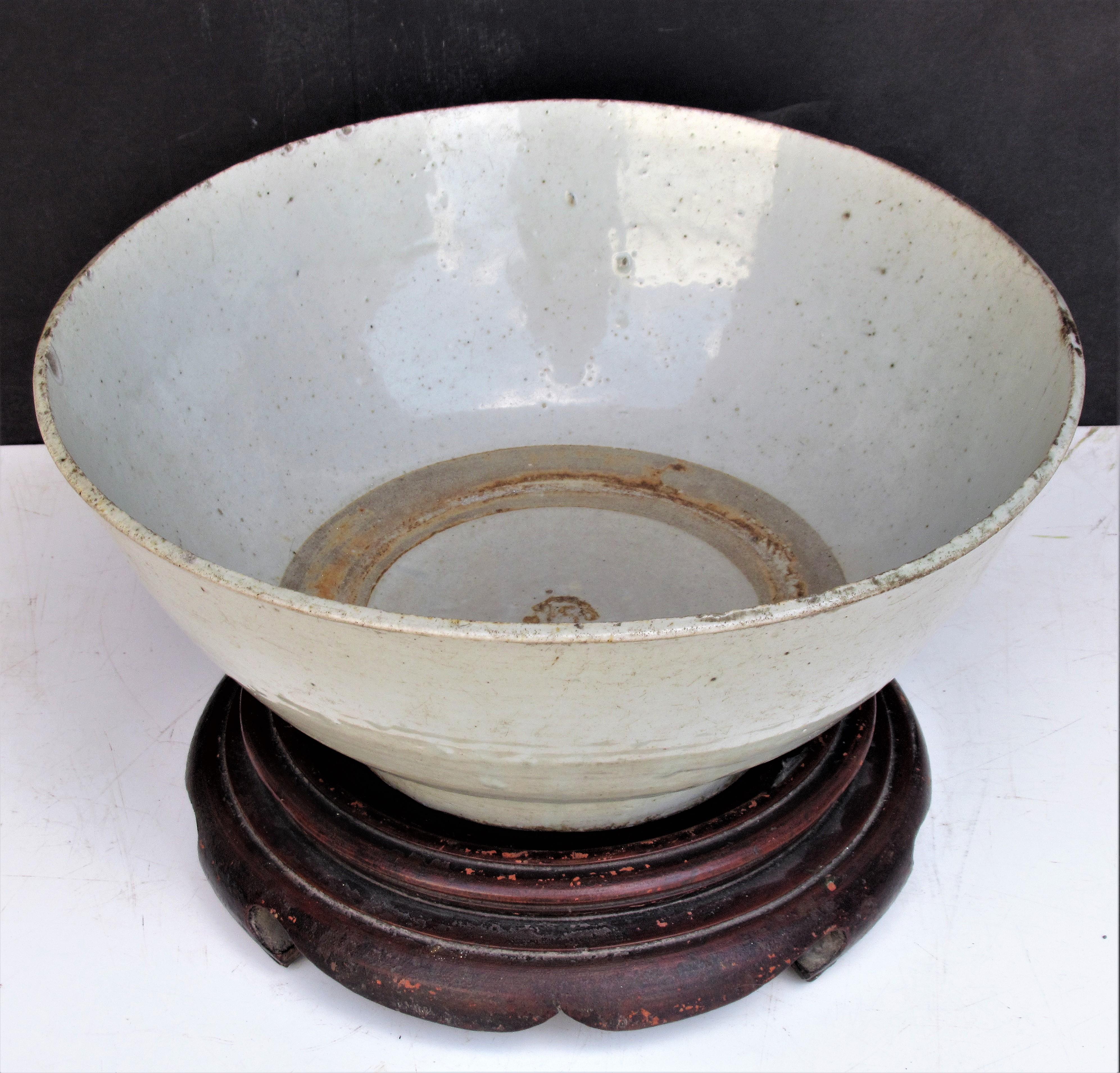 Large Antique Ming Dynasty Bowl with Stand 11