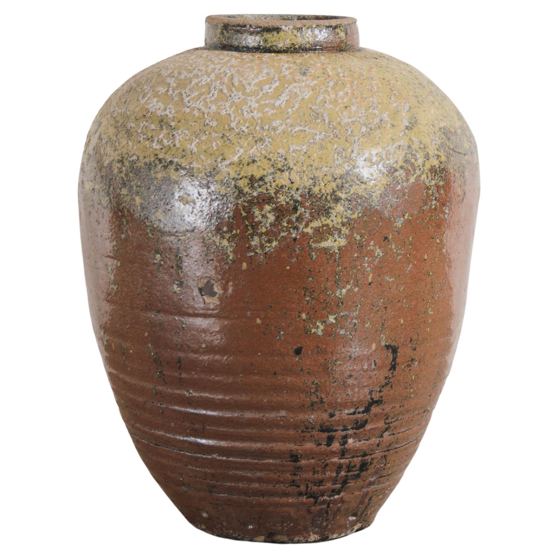 Large Antique Ming Dynasty, China Russet Glazed Ovoid Jar