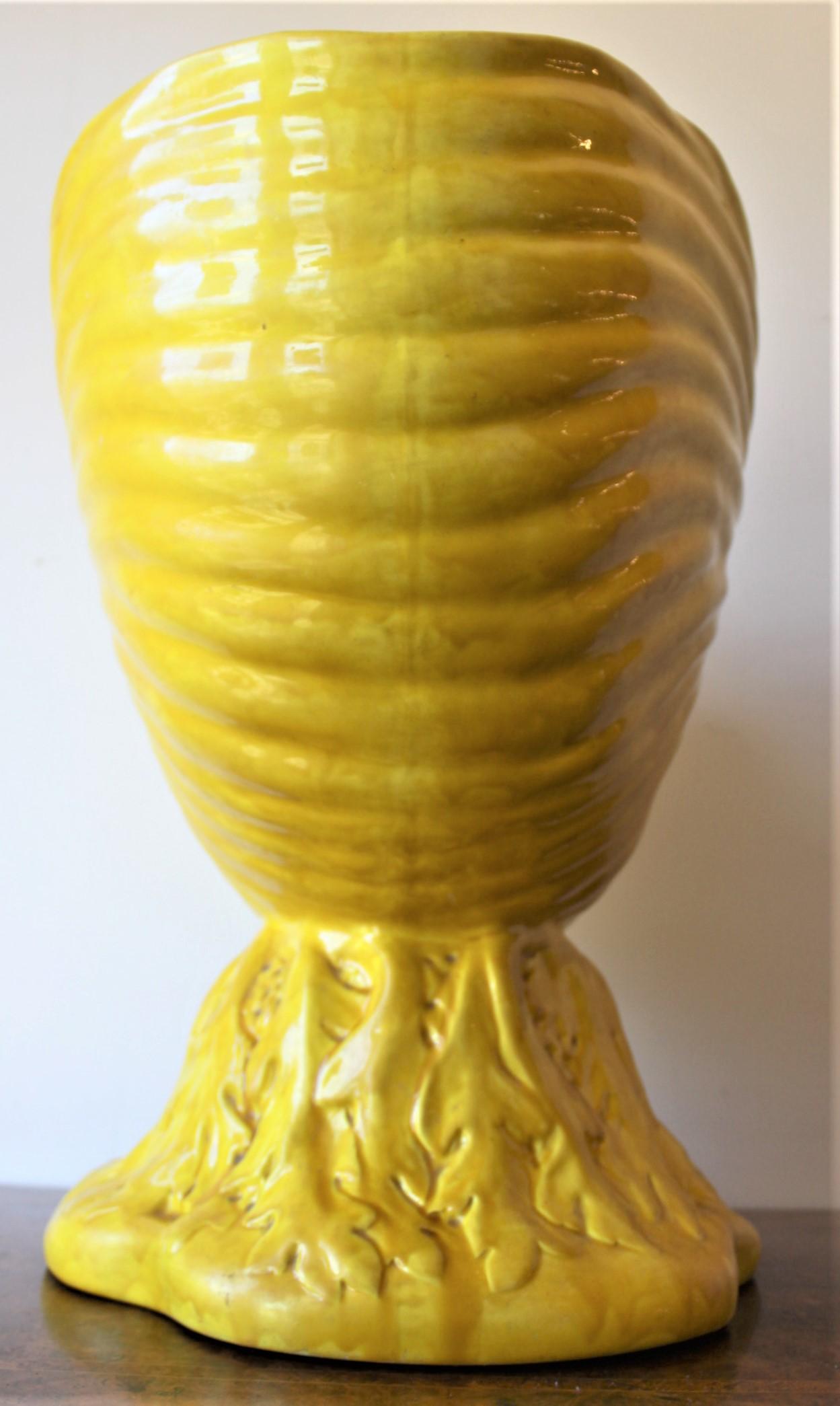 Hand-Crafted Large Antique Minton Yellow Majolica Shell on Seaweed Jardinière or Planter