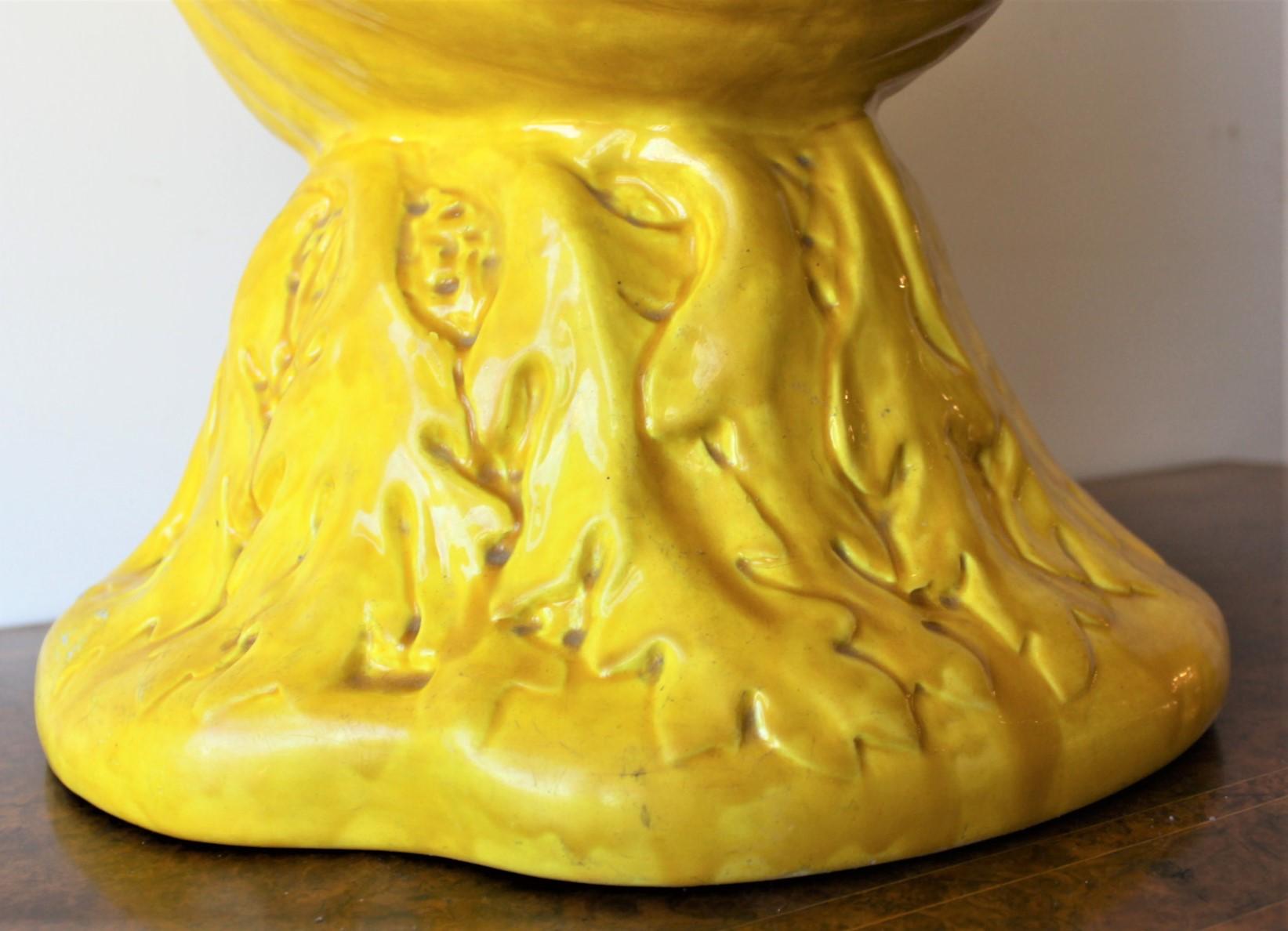 19th Century Large Antique Minton Yellow Majolica Shell on Seaweed Jardinière or Planter