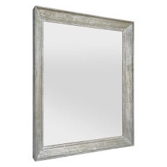 Large Antique Mirror In Patinated Silvered Wood, circa 1950