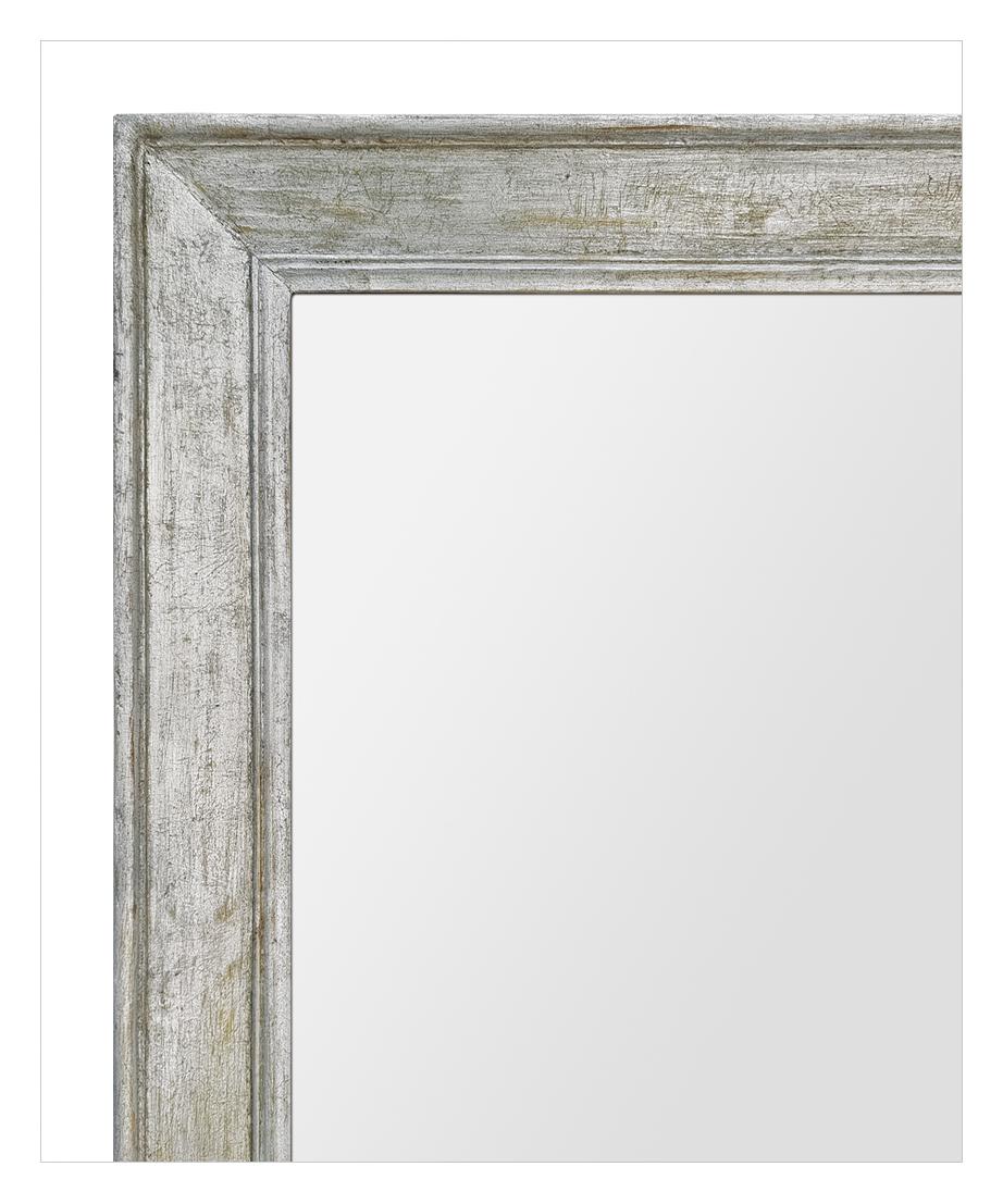 Large Antique Mirror In Patinated Silvered Wood, circa 1950 In Good Condition For Sale In Paris, FR