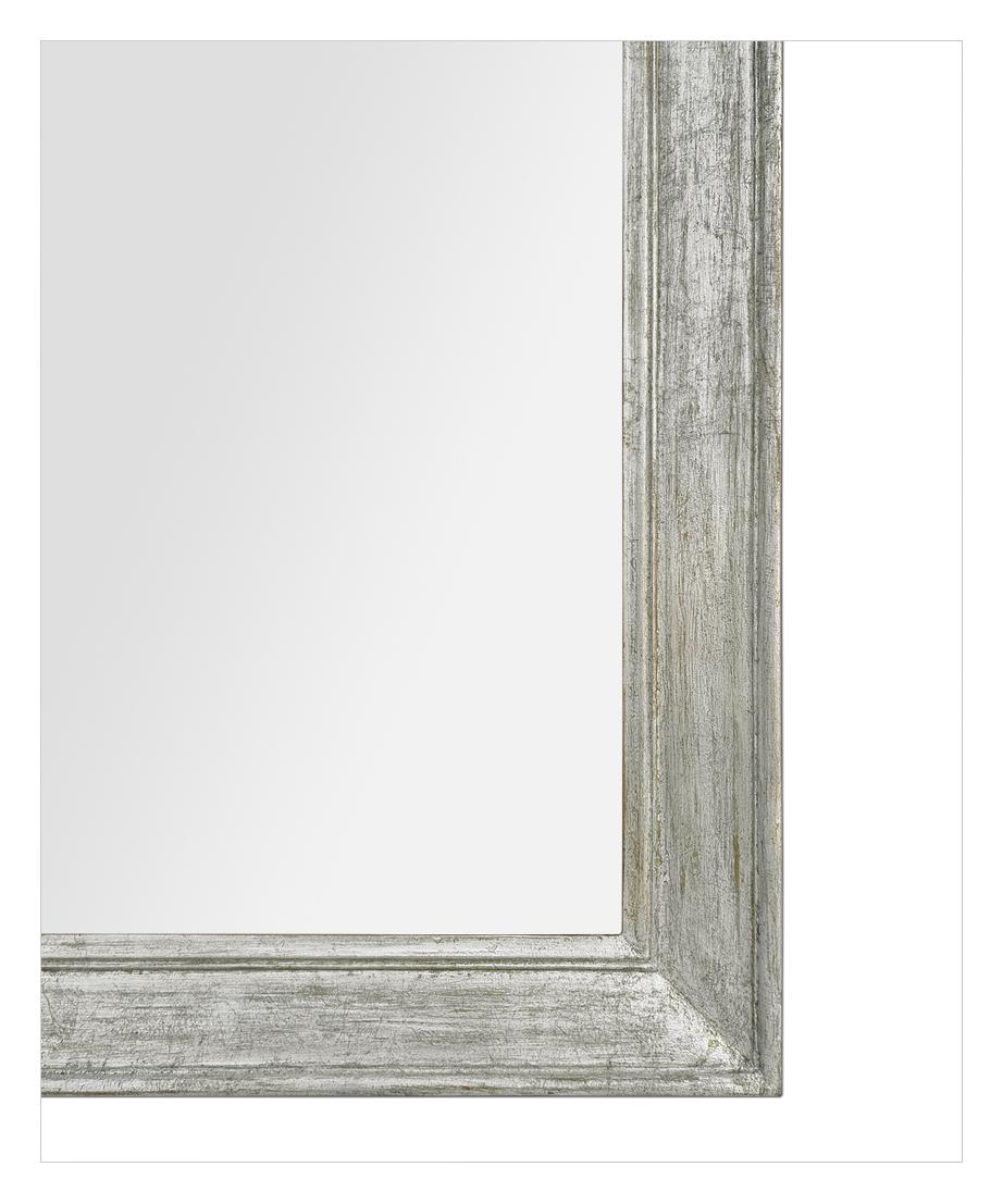 Mid-20th Century Large Antique Mirror In Patinated Silvered Wood, circa 1950 For Sale