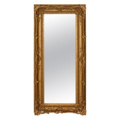 Large Antique Mirror, Tall, Victorian, Gilt Gesso, Dressing, 19th Century