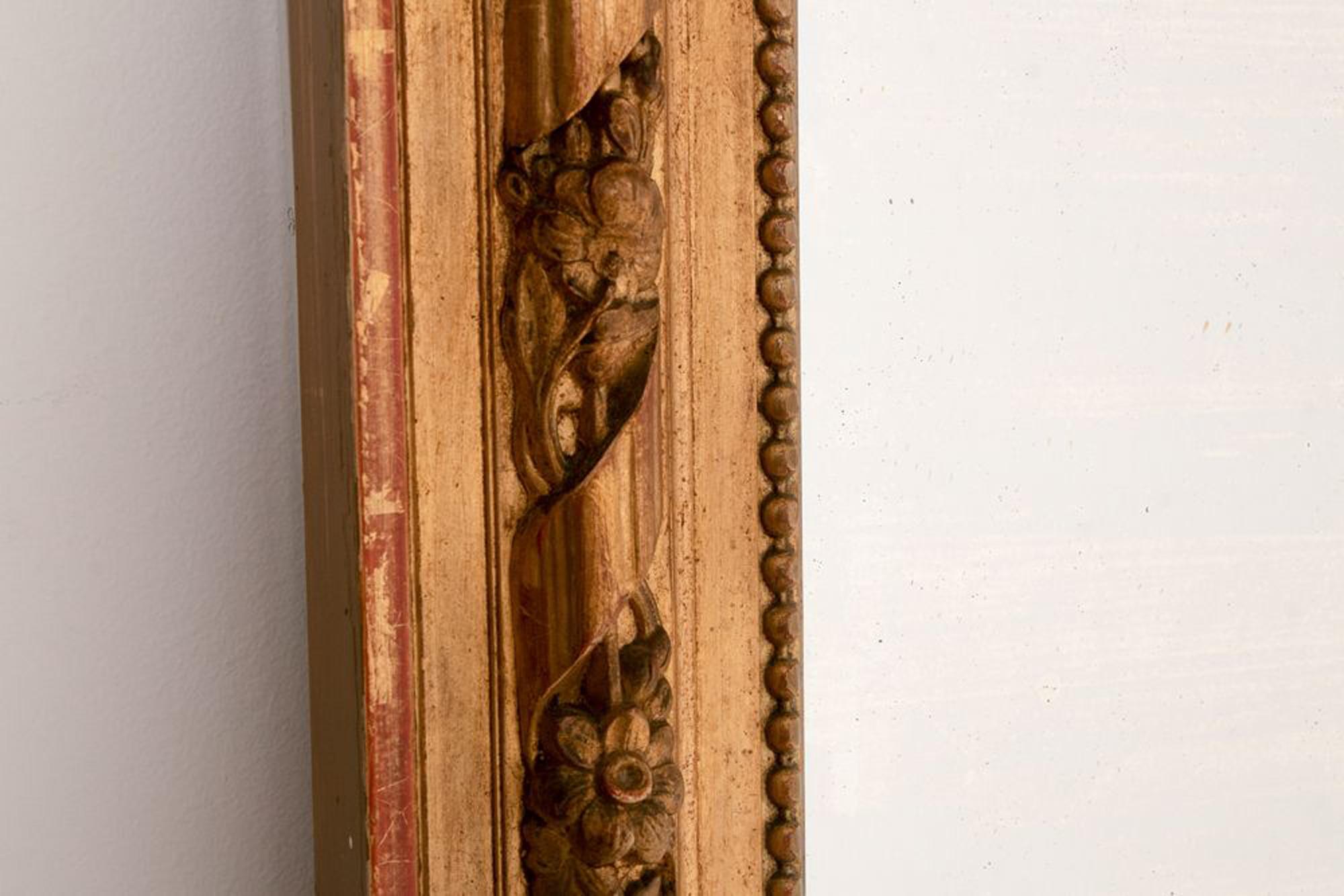 Großer antiker Spiegel mit Gesso-Kreuz, Girlanden und Schleifen, um 1880 im Angebot 3