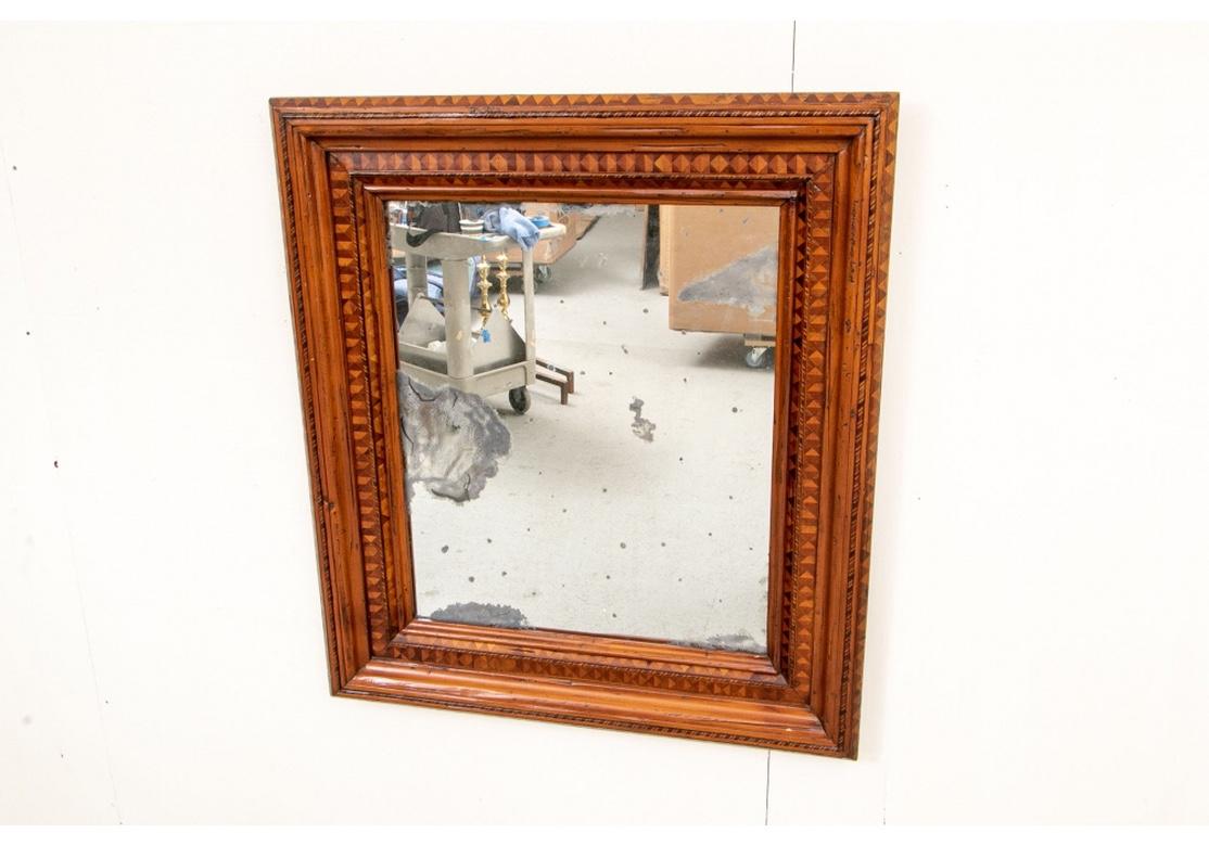 Rustic Large Antique Mirror with Parquetry Surround