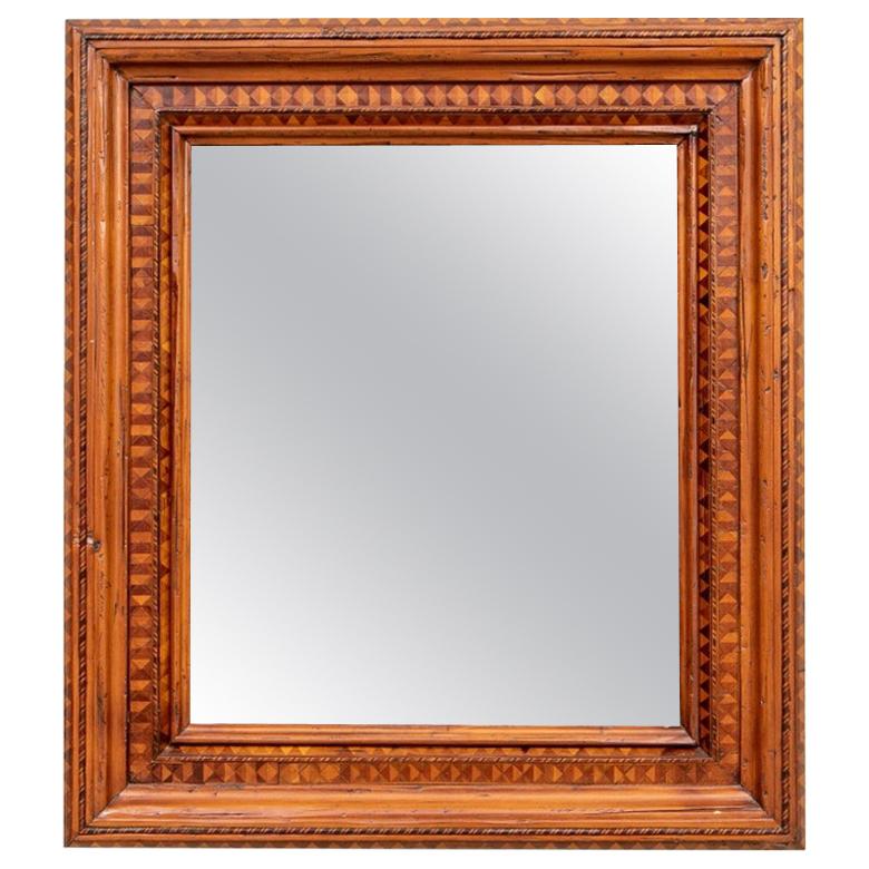 Large Antique Mirror with Parquetry Surround