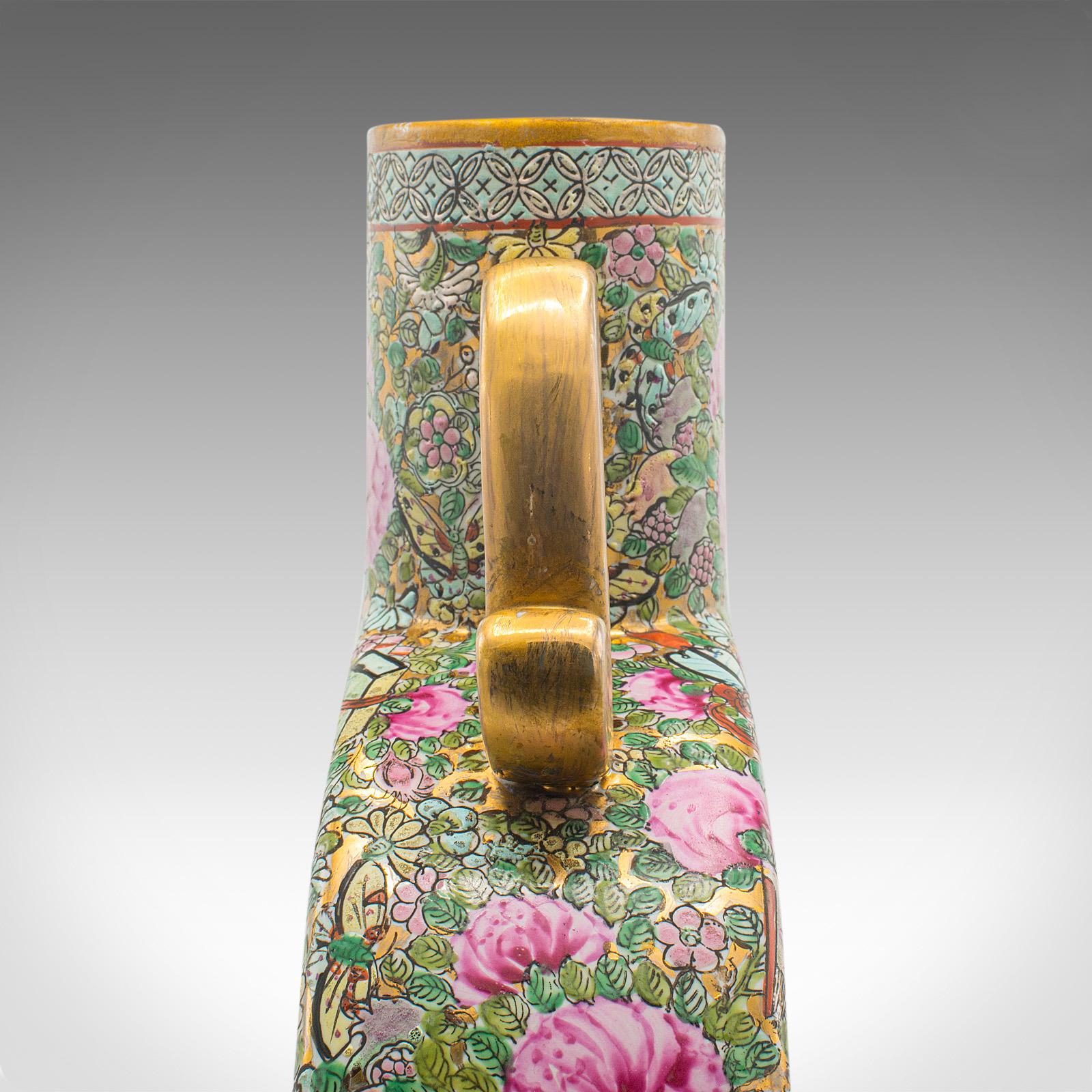Large Antique Moon Vase, Chinese Ceramic, Decorative Flower Urn, Victorian, Qing For Sale 5