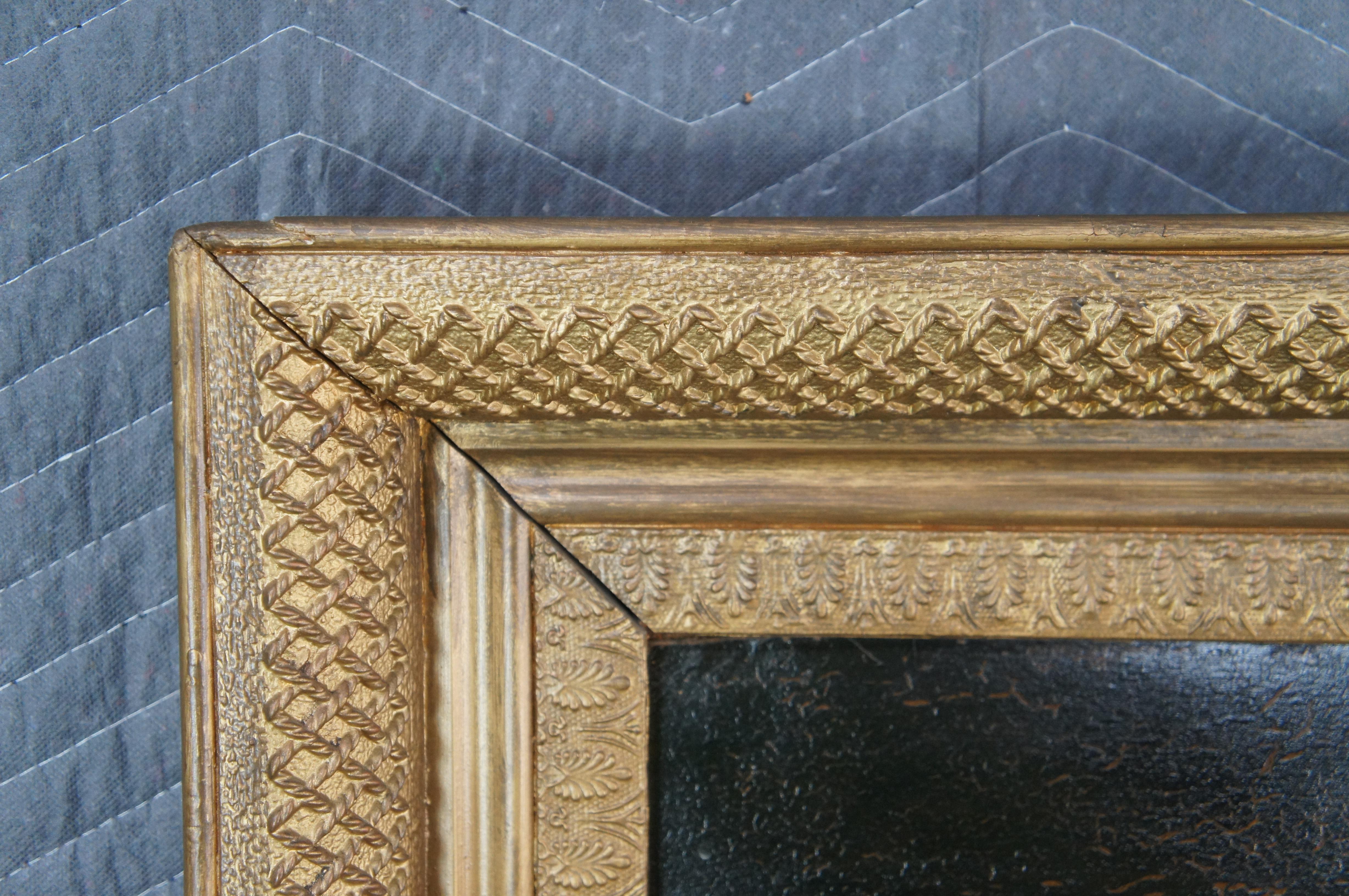 20th Century Large Antique Moonlight Oil On Board Seascape Painting Sailboat Framed 52