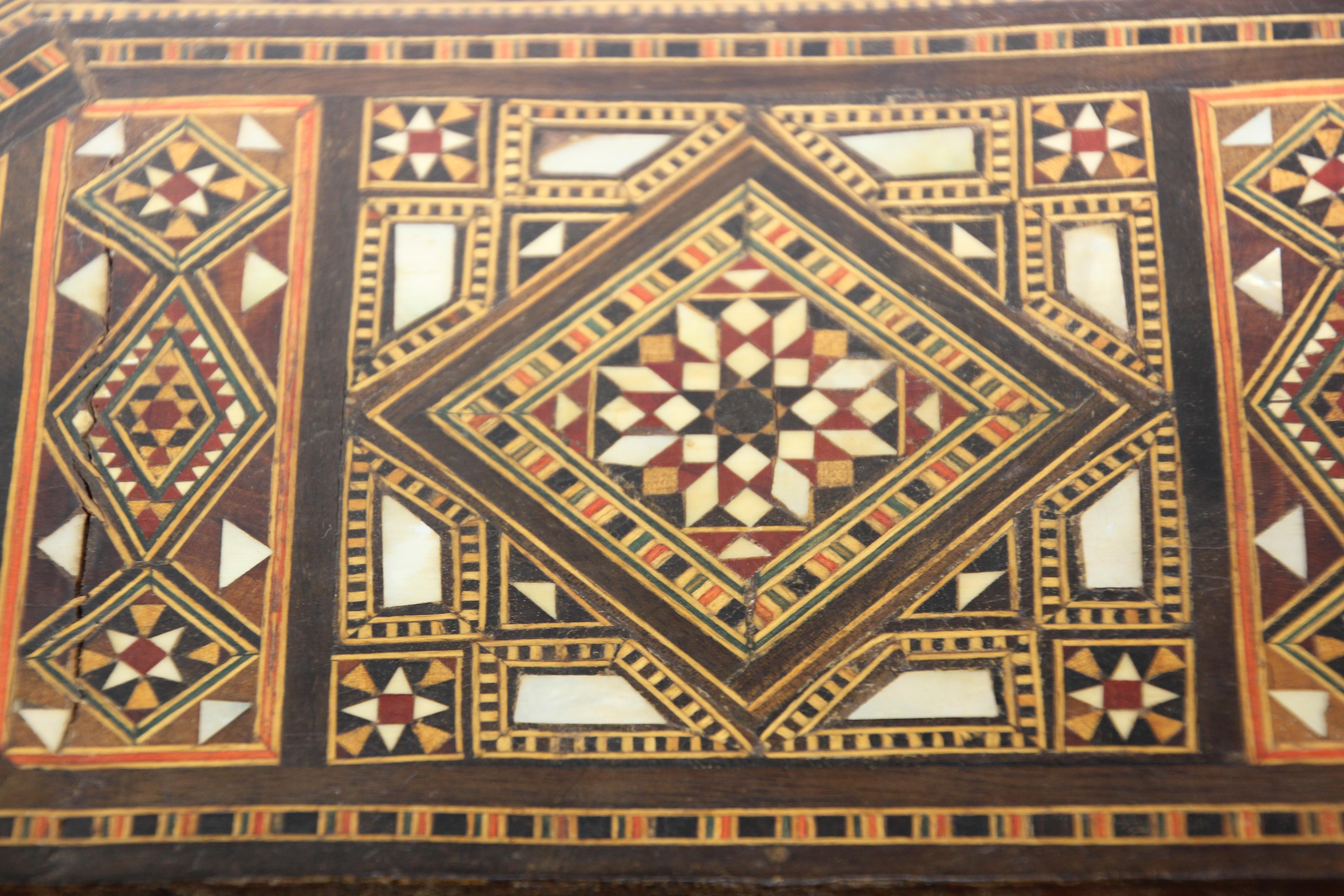 Large Antique Moorish Micro Mosaic Inlaid Jewelry Box Hexagonal Shape 9