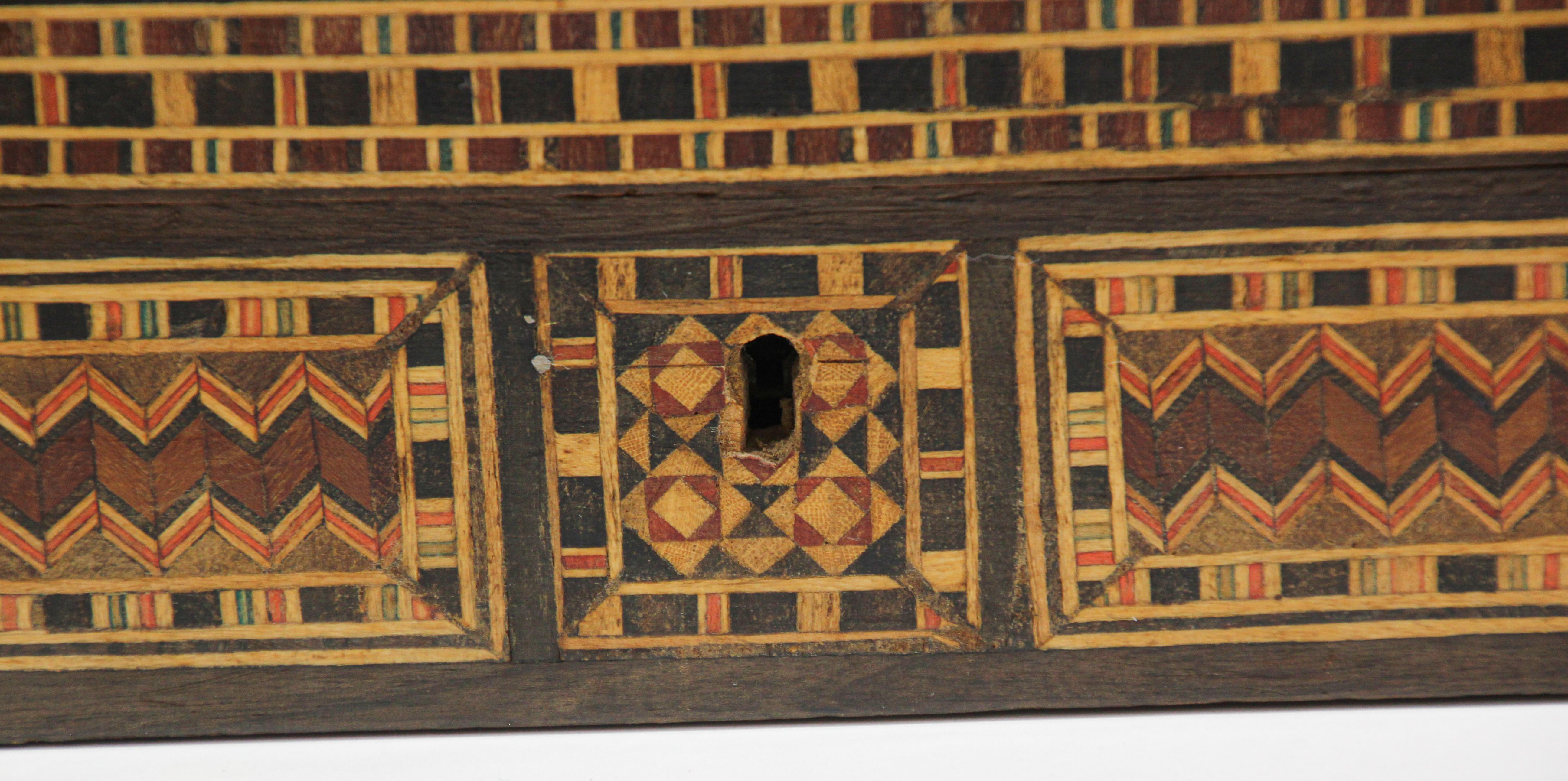 20th Century Large Antique Moorish Micro Mosaic Inlaid Jewelry Box Hexagonal Shape