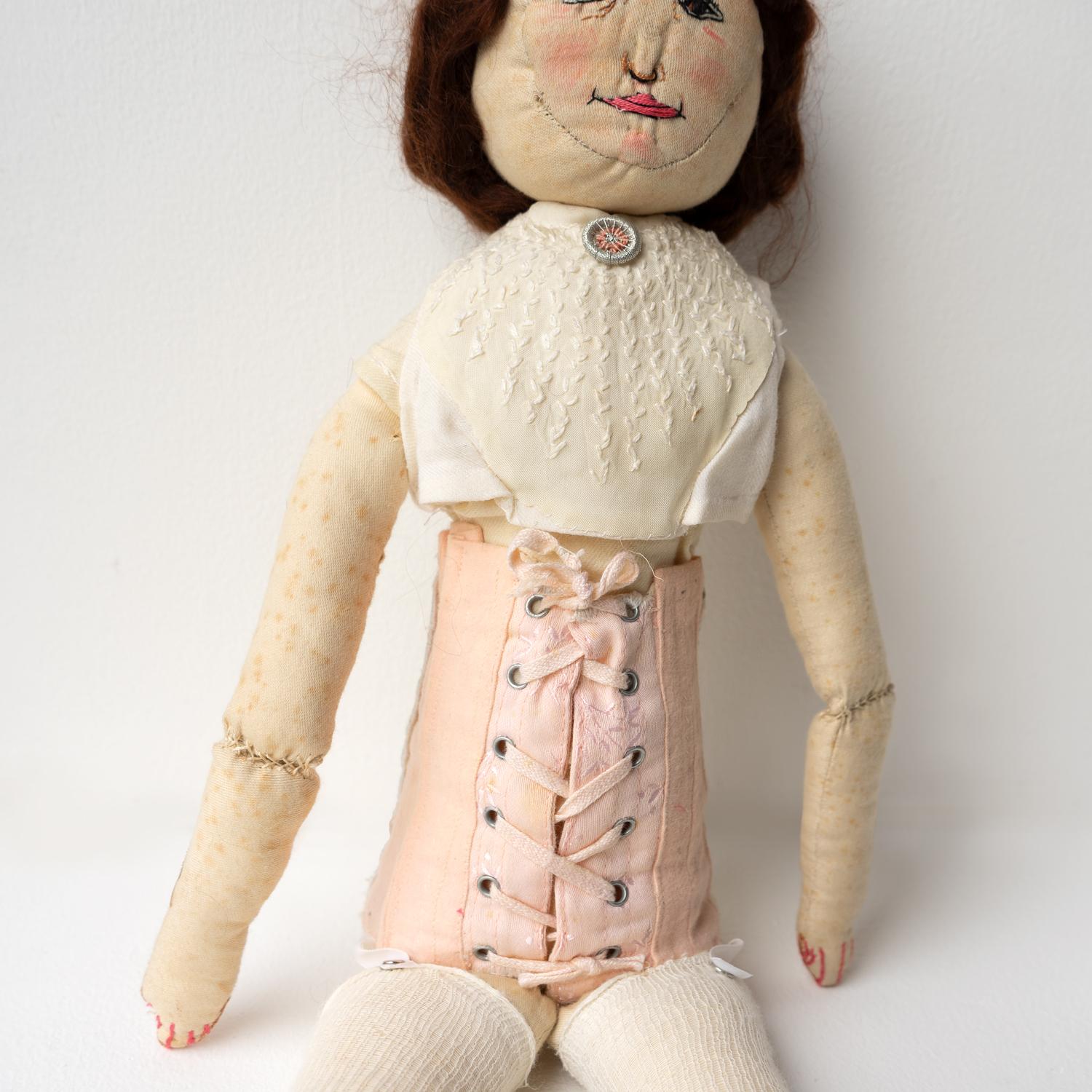 Large Antique Naive Folk Art Cloth Rag Doll, Early 20Th Century For Sale 6