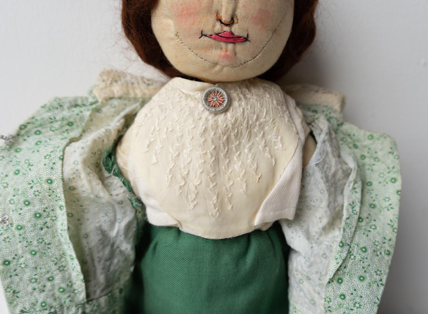 Textile Large Antique Naive Folk Art Cloth Rag Doll, Early 20Th Century For Sale
