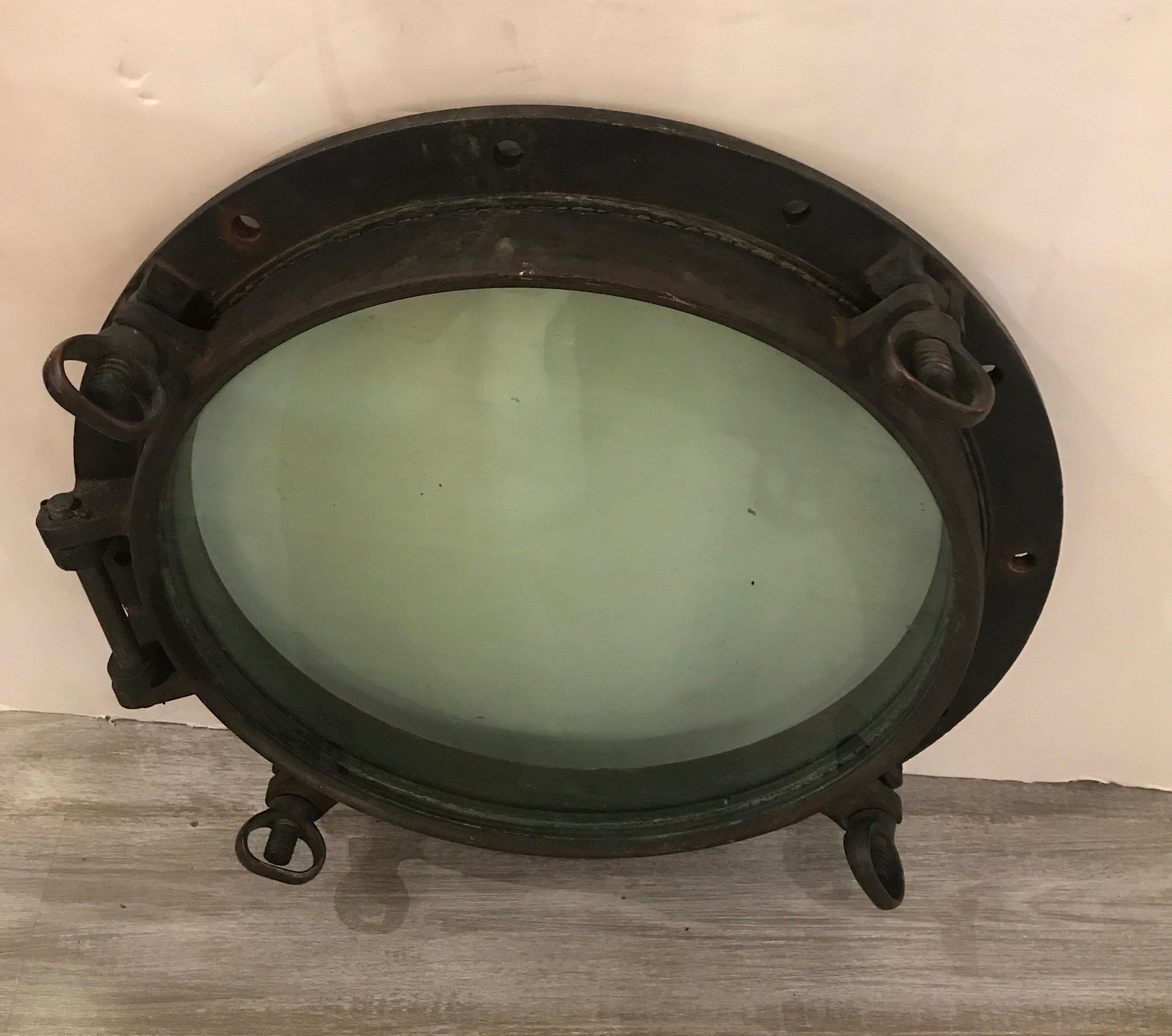 American Large Antique Nautical Bronze Porthole, circa 1900