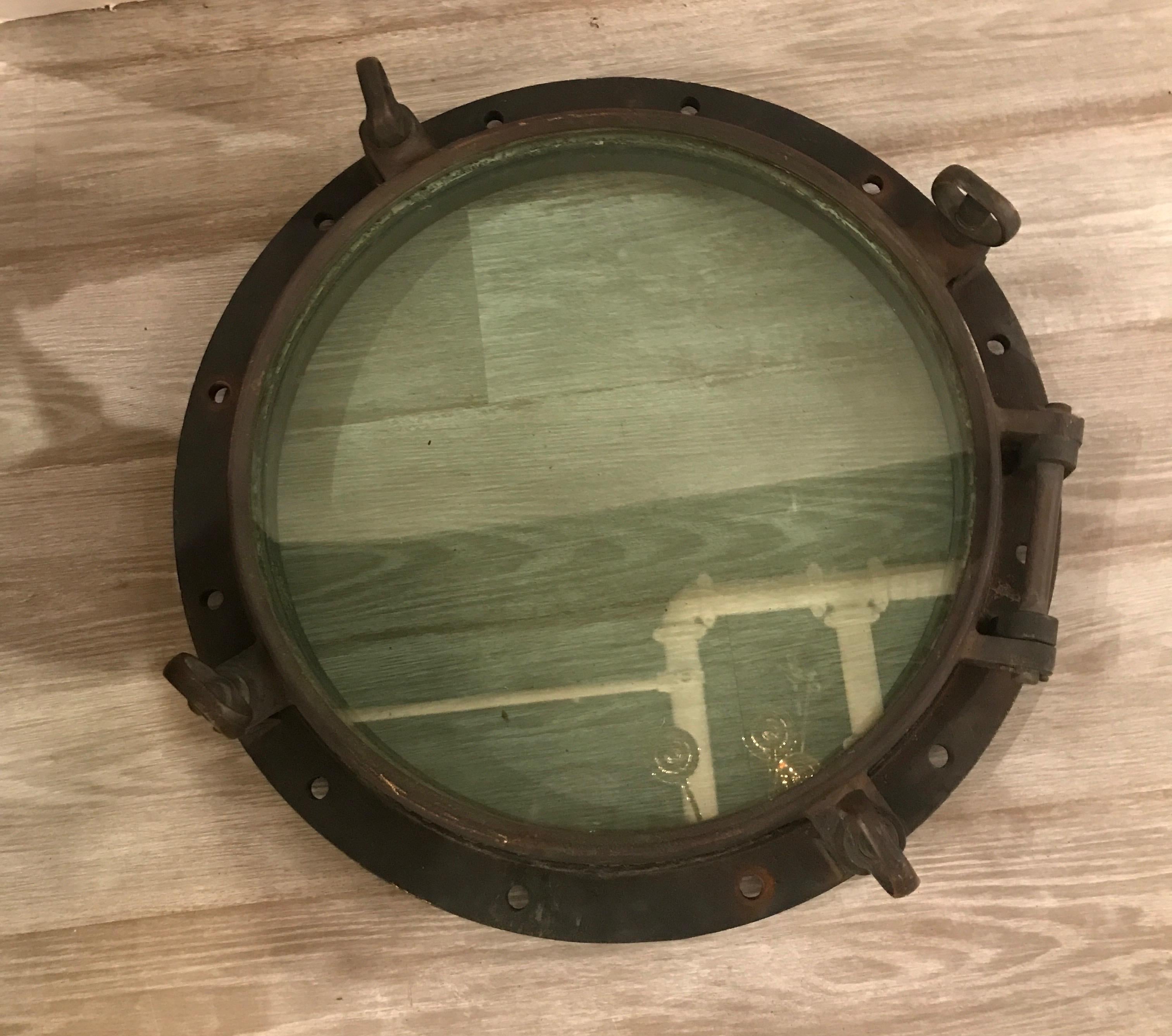 Large Antique Nautical Bronze Porthole, circa 1900 2
