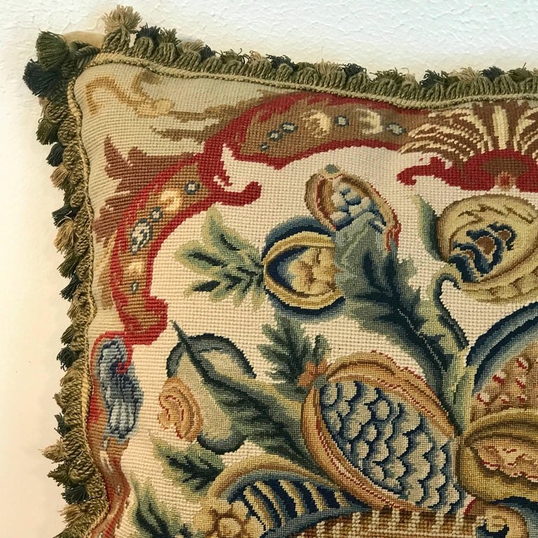 Large Antique Needlepoint Pillow I at 1stDibs