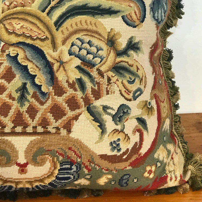 Large Antique Needlepoint Pillow I at 1stDibs