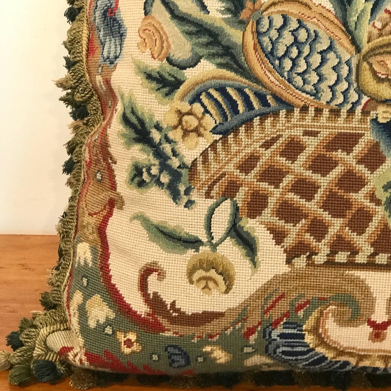 Large Antique Needlepoint Pillow I at 1stDibs
