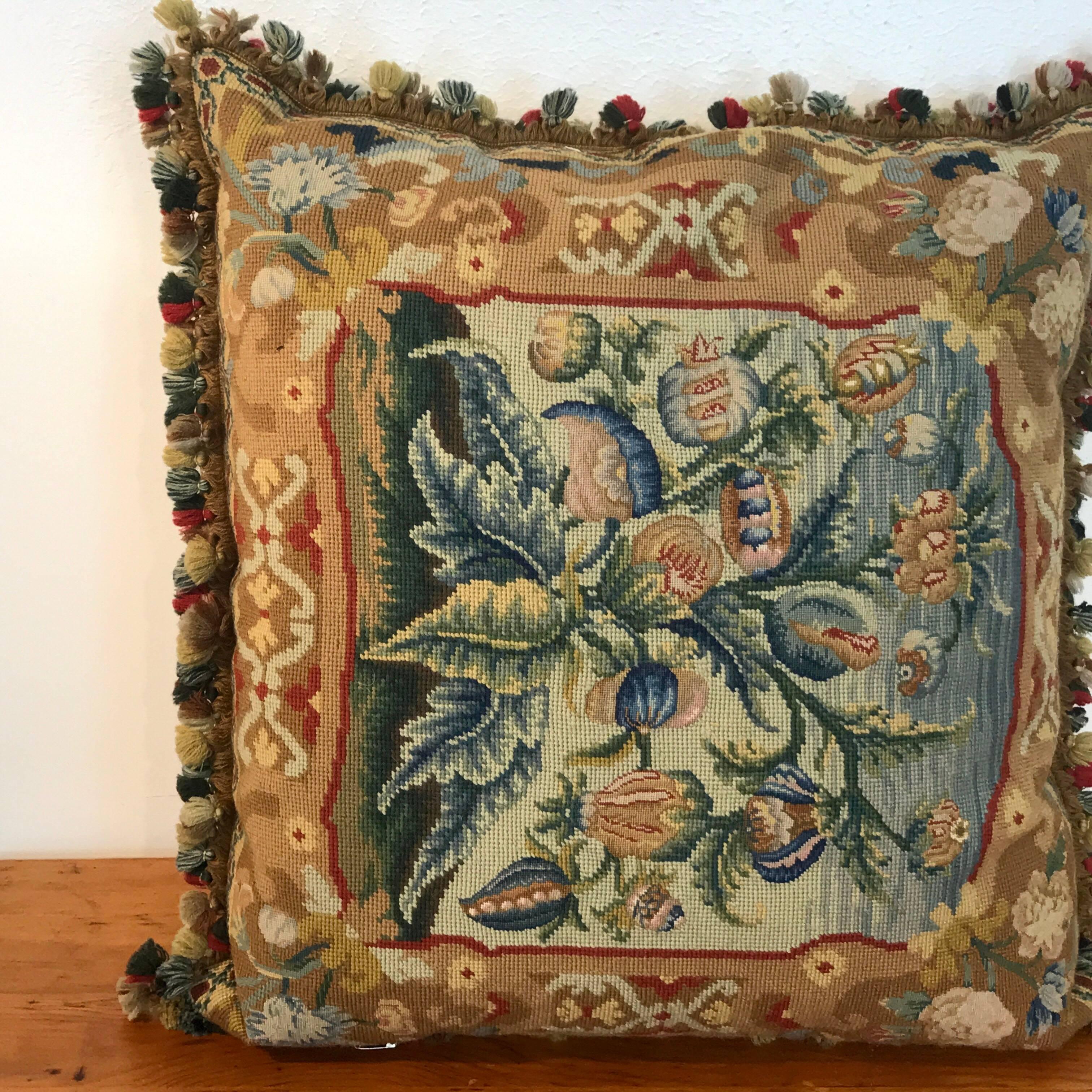 Large Antique Needlepoint Pillow II 3