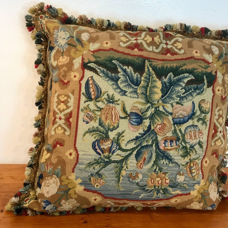 Large Antique Needlepoint Pillow II at 1stDibs antique needlepoint