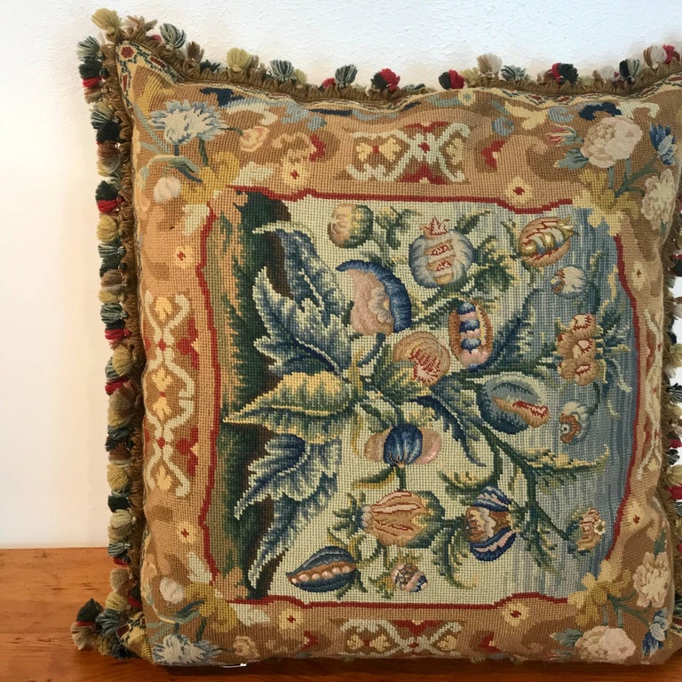 Large Antique Needlepoint Pillow II at 1stDibs | antique needlepoint