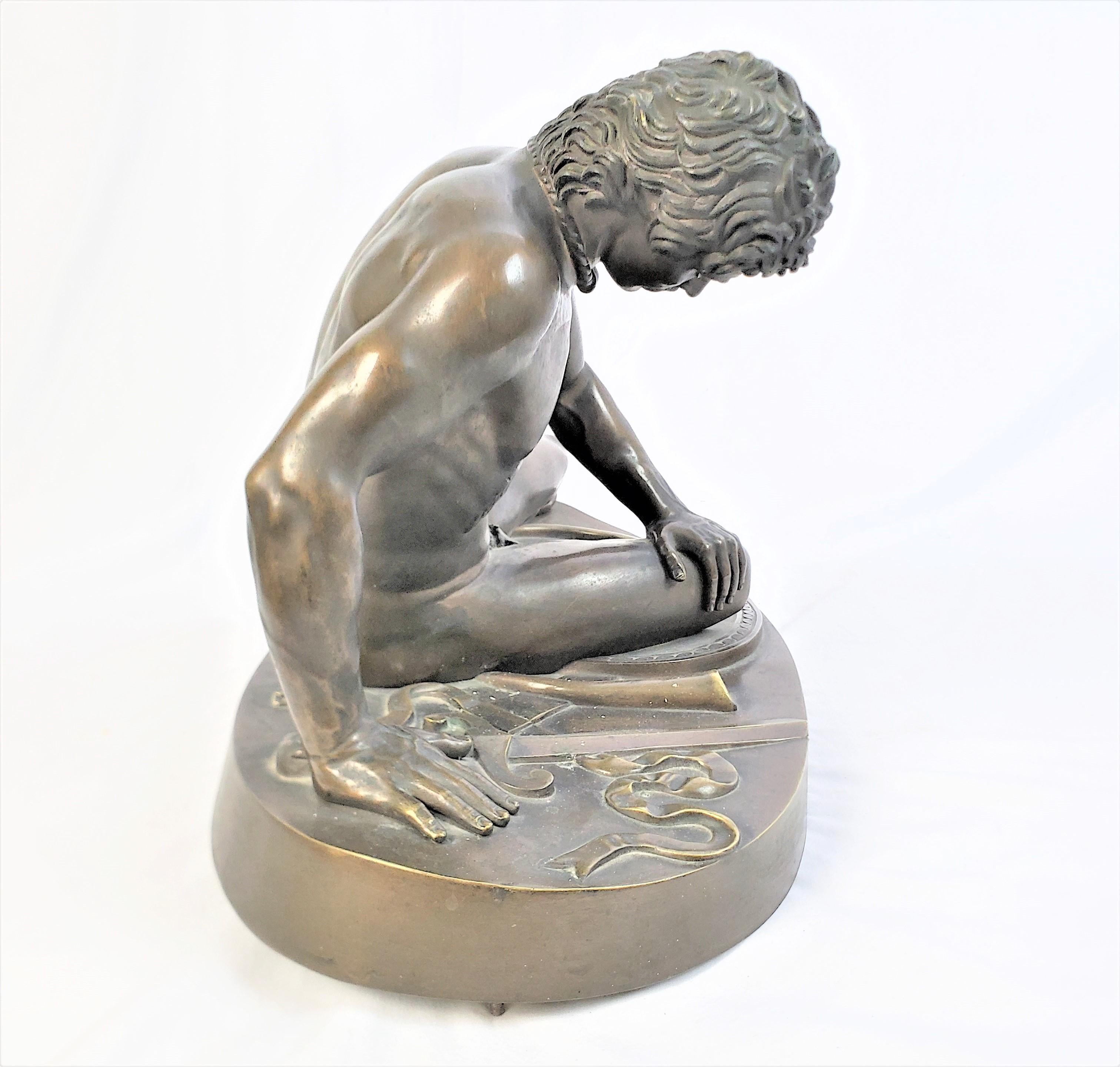 20th Century Large Antique Nelli Roma Bronze Sculpture 'The Dying Gaul' on a Plinthe Base For Sale