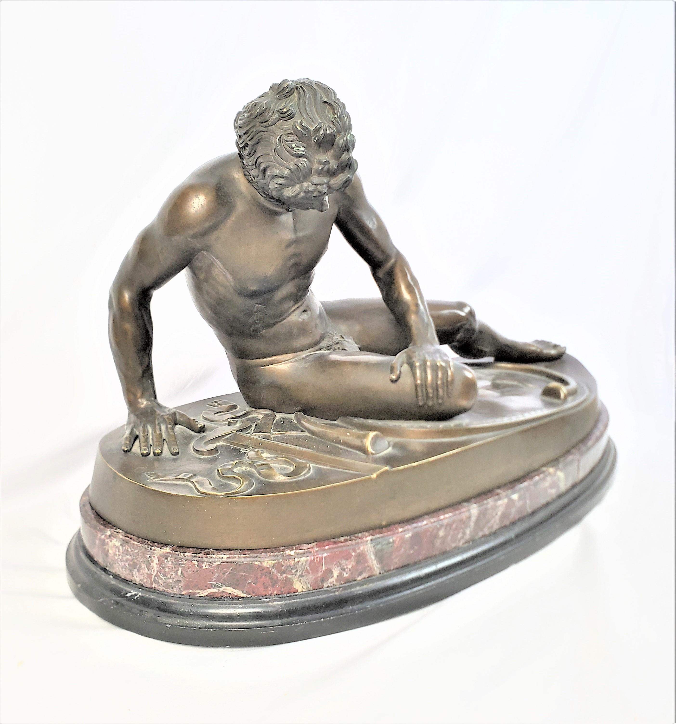 Classical Roman Large Antique Nelli Roma Bronze Sculpture 'The Dying Gaul' on a Plinthe Base For Sale