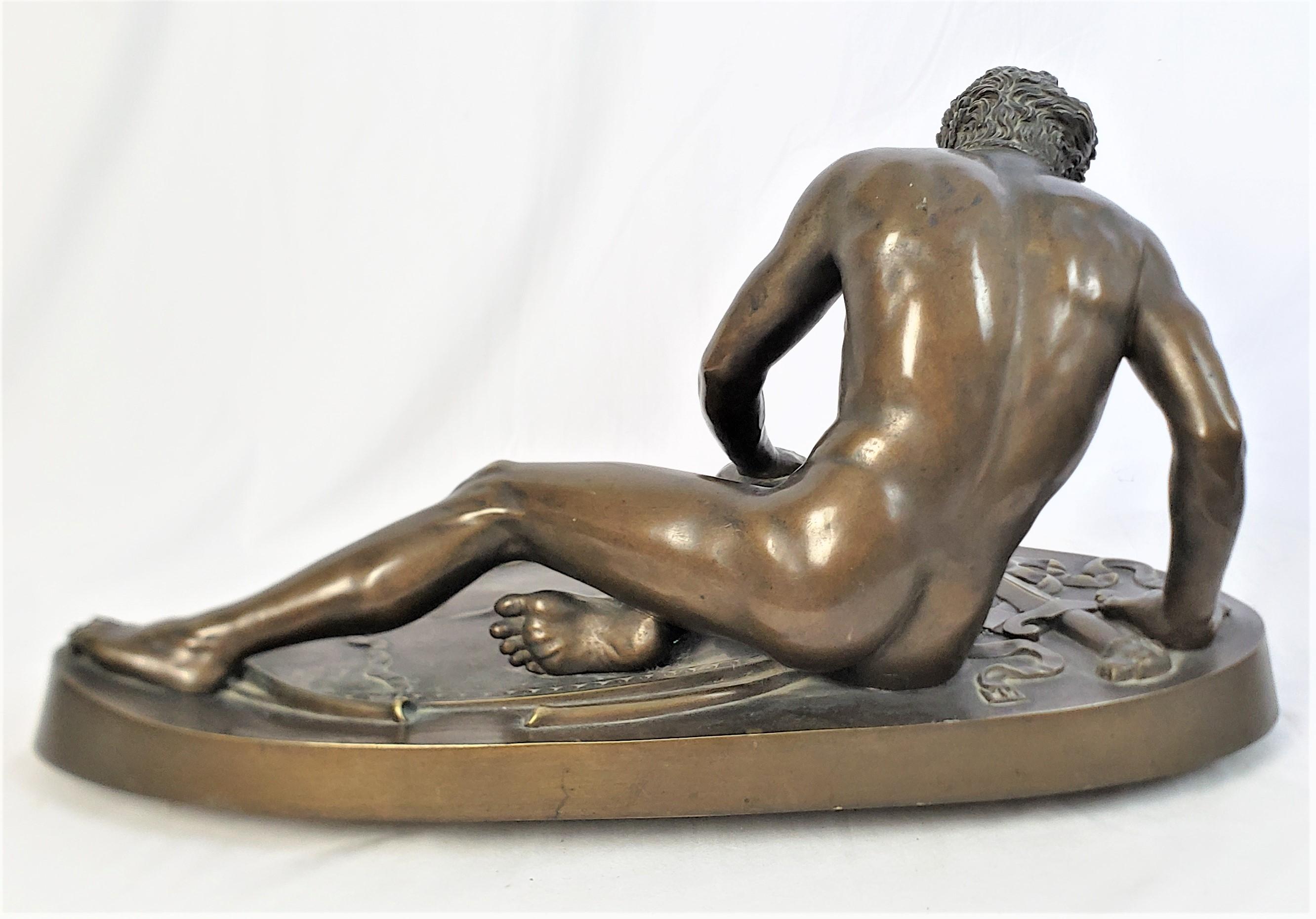 Large Antique Nelli Roma Bronze Sculpture 'The Dying Gaul' on a Plinthe Base In Good Condition For Sale In Hamilton, Ontario