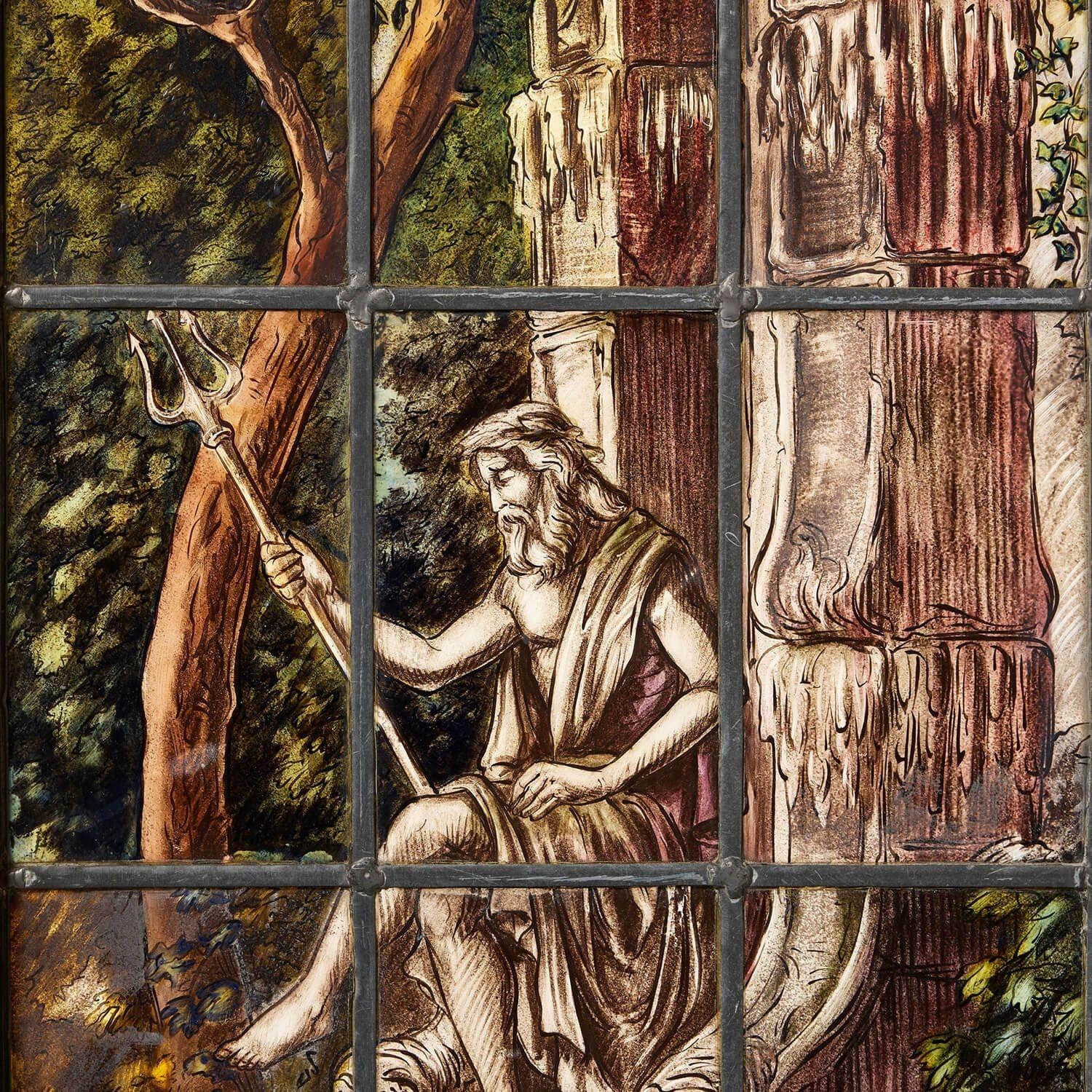 Neoclassico Grande vetrata antica in stile neoclassico in vendita