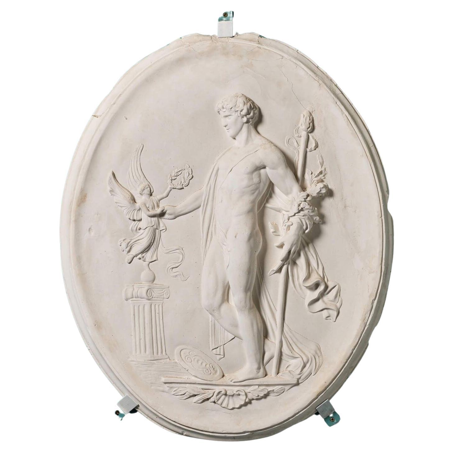 Large Antique Neoclassical Style Plaster Plaque For Sale