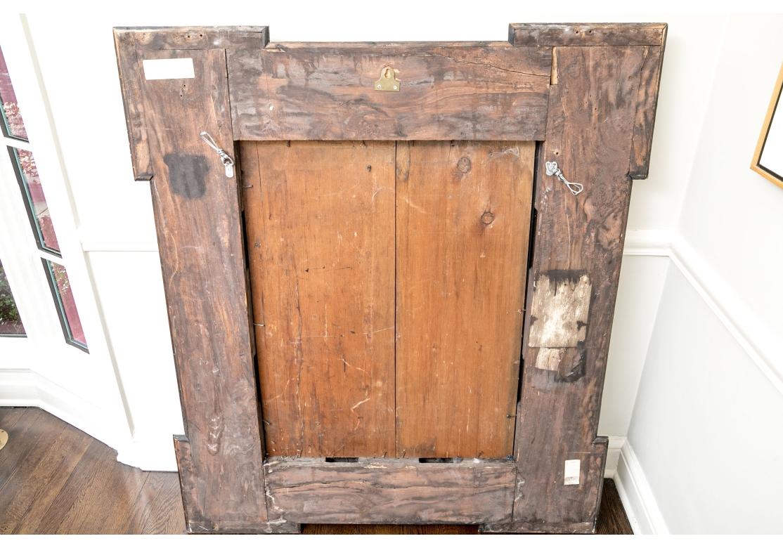 Large Antique Netherlands Ebonized Mirror In Distressed Condition For Sale In Bridgeport, CT