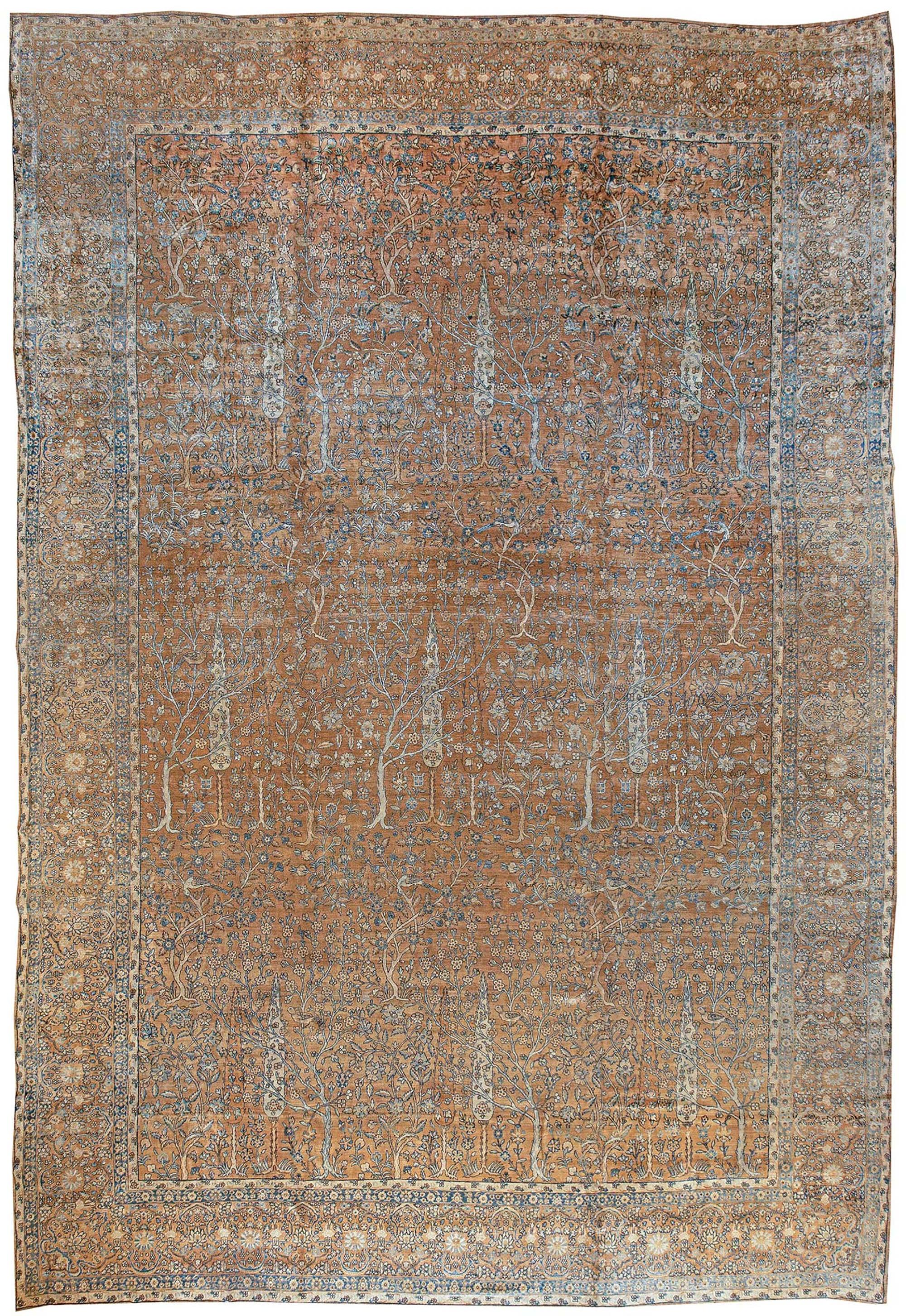 Grand tapis ancien en laine de l'Inde du Nord, fait à la main, de couleur Brown