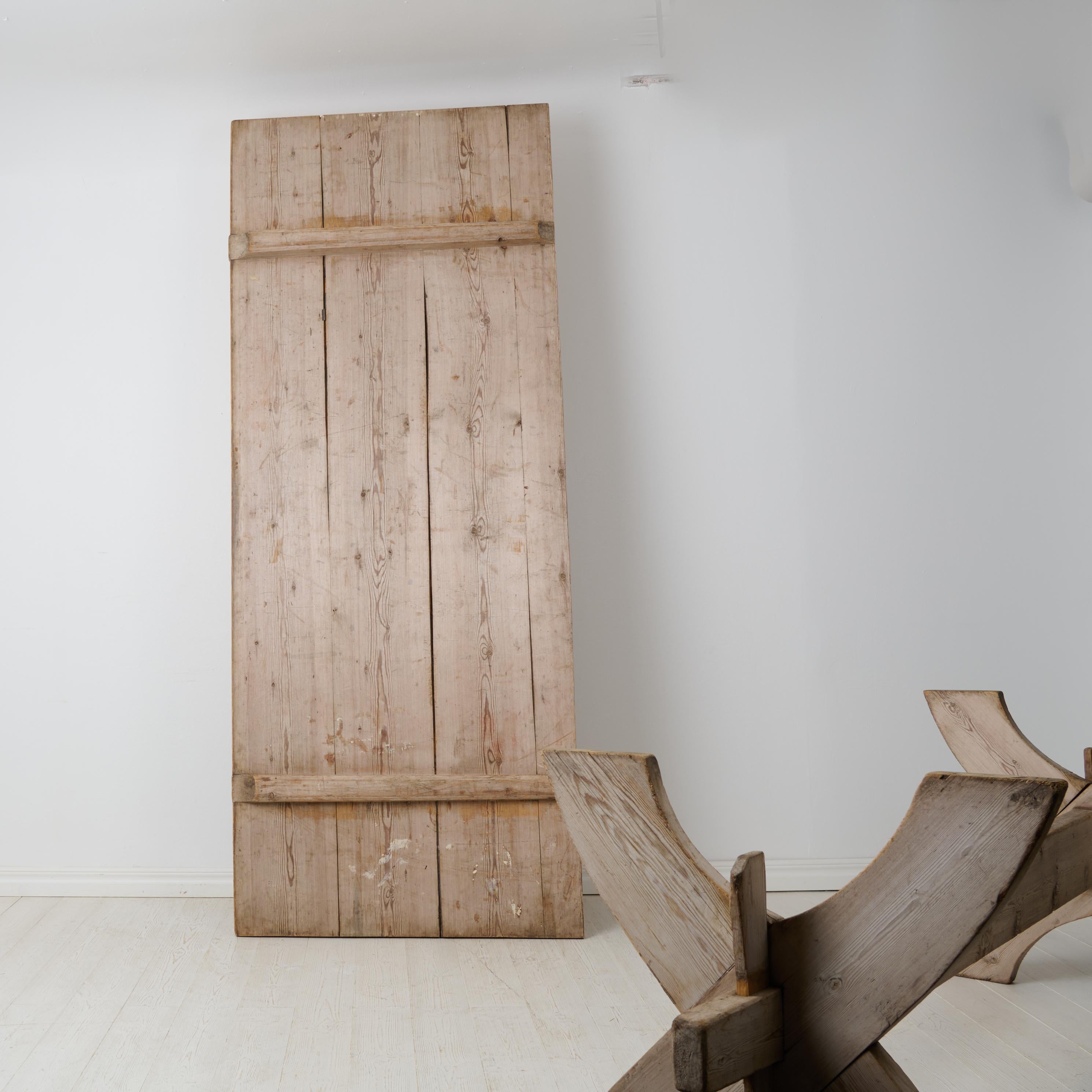 19th Century Large Antique Northern Swedish Trestle or Dining Table Made by Hand in Pine For Sale