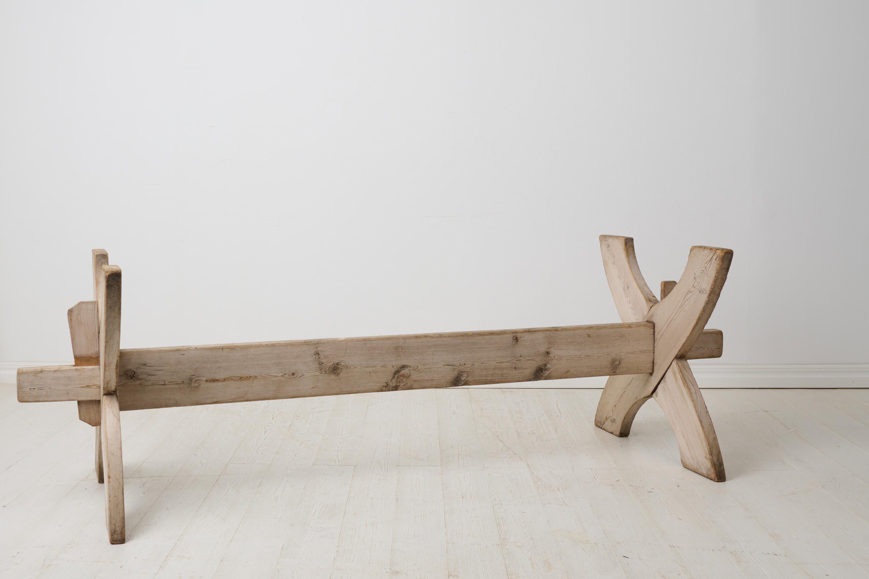 Large Antique Northern Swedish Trestle or Dining Table Made by Hand in Pine For Sale 2