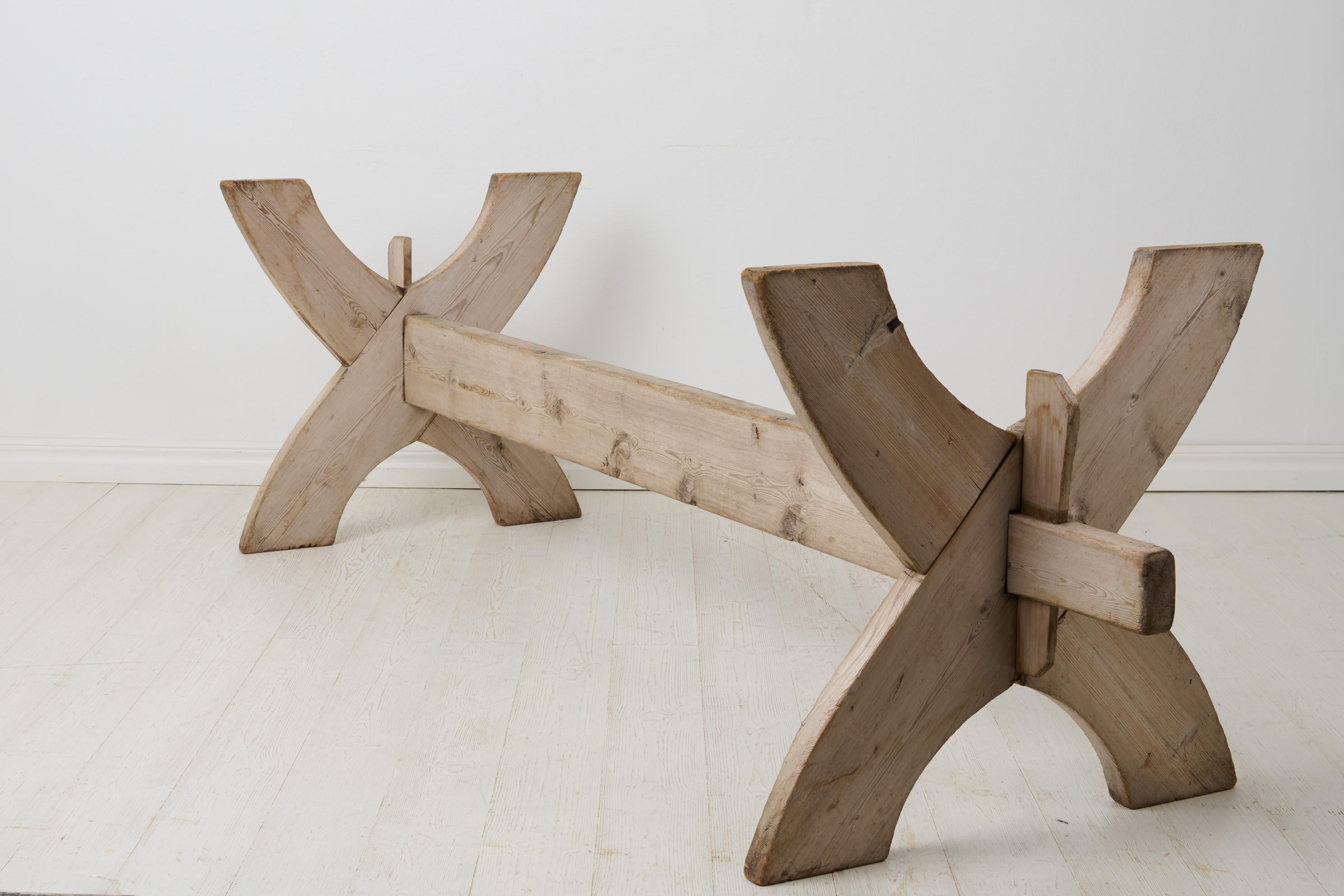 Large Antique Northern Swedish Trestle or Dining Table Made by Hand in Pine For Sale 3