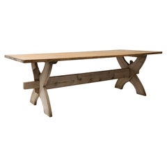 Large Antique Northern Swedish Trestle or Dining Table Made by Hand in Pine