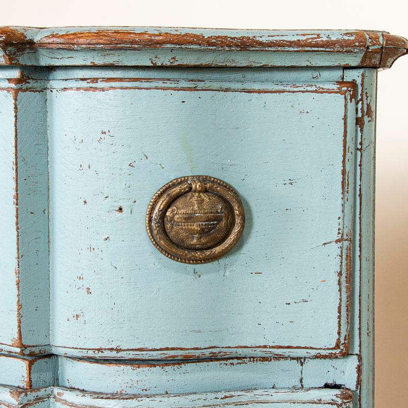 Large Antique Oak Chest of Drawers with Blue Painted Finish, Sweden 1