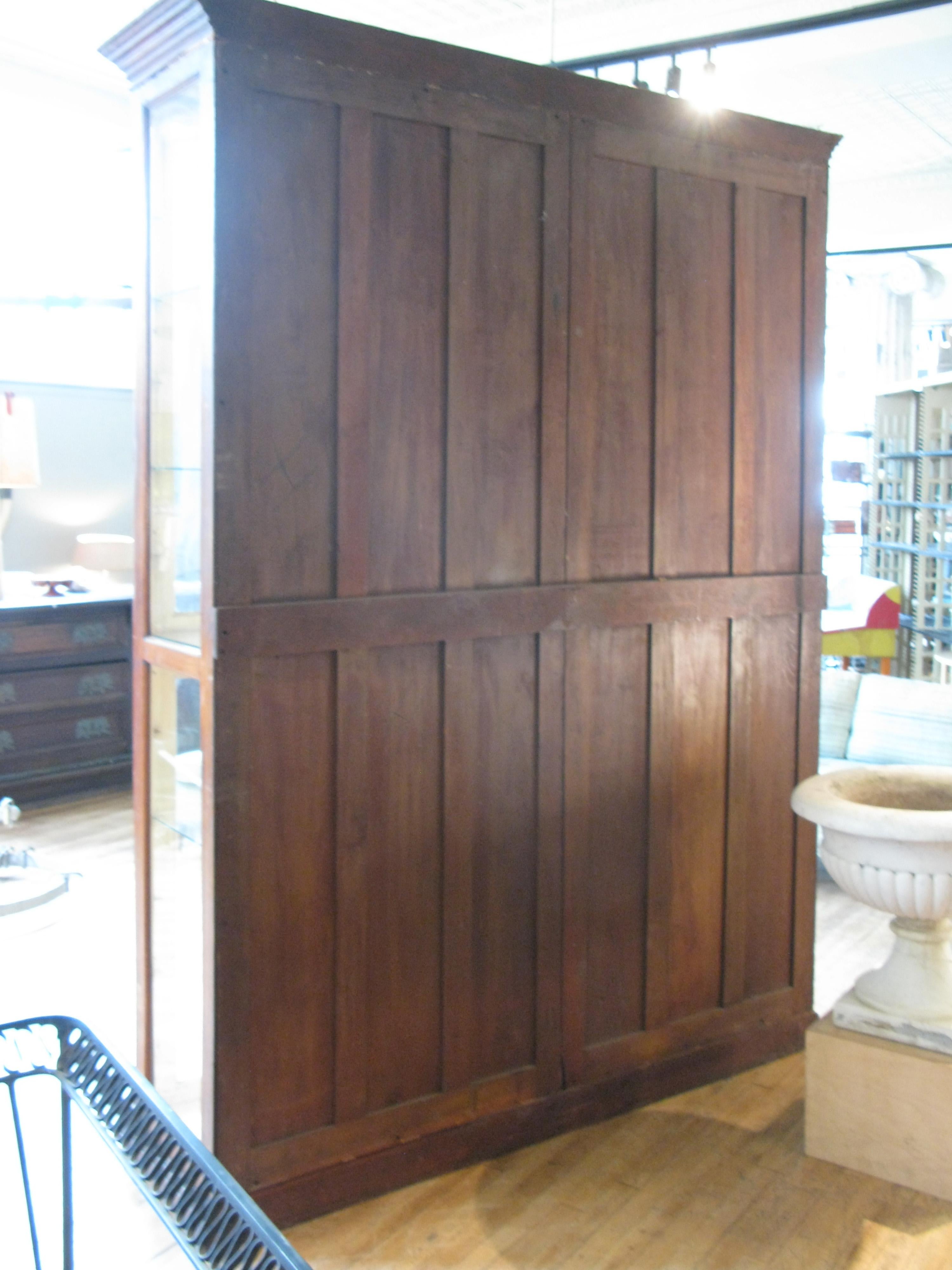 Large Antique Oak and Glass Display Cabinet In Good Condition In Hudson, NY