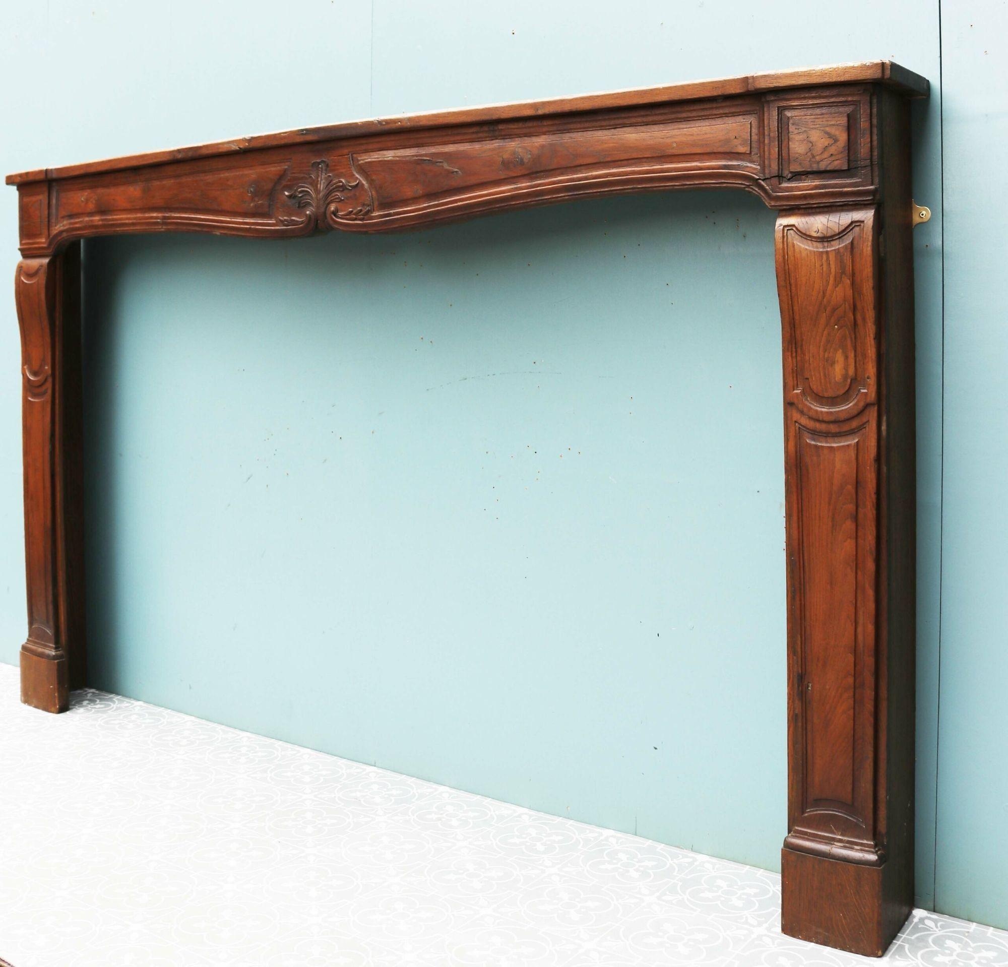 French Large Antique Oak Louis XV Style Fire Mantel For Sale