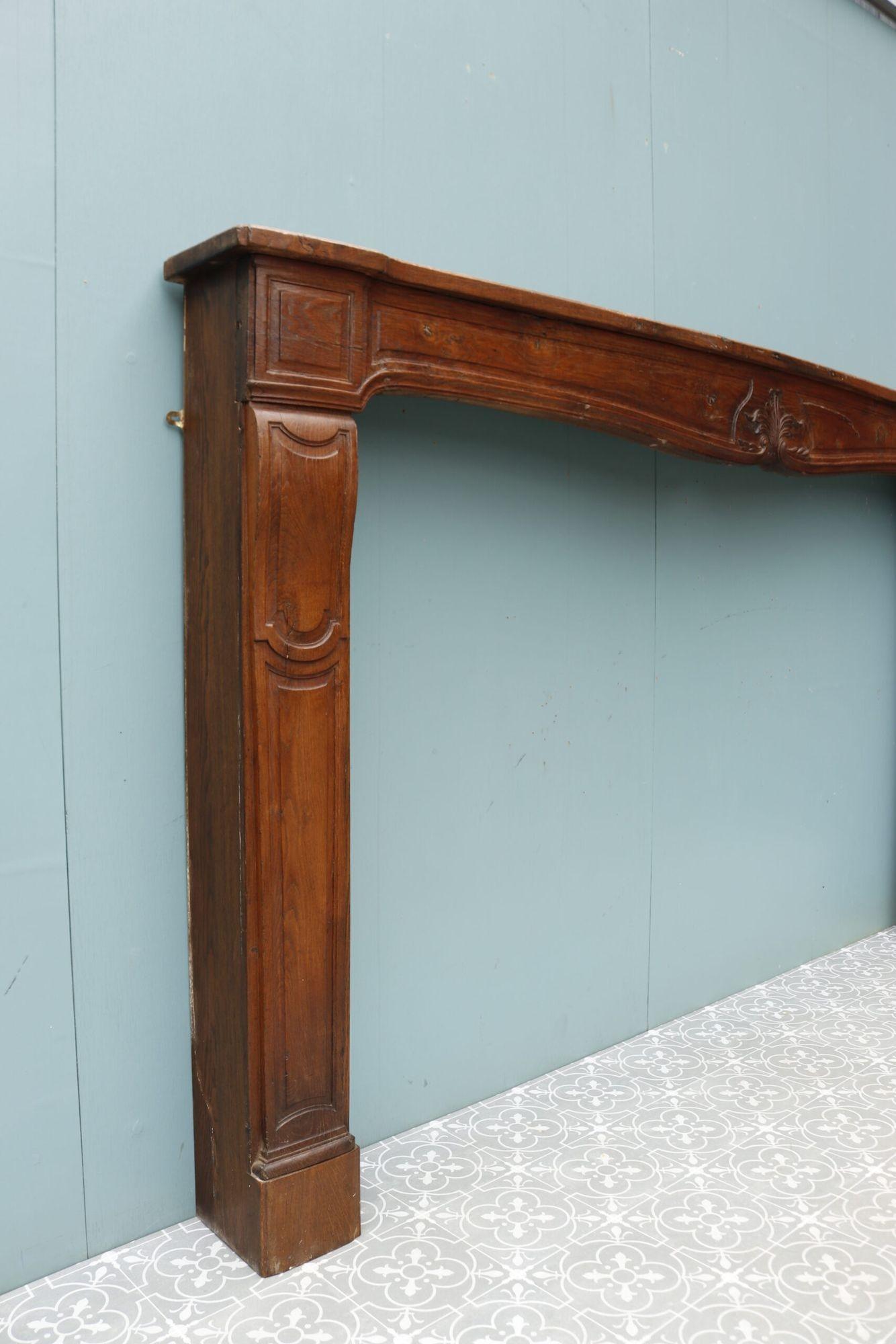Large Antique Oak Louis XV Style Fire Mantel In Fair Condition For Sale In Wormelow, Herefordshire