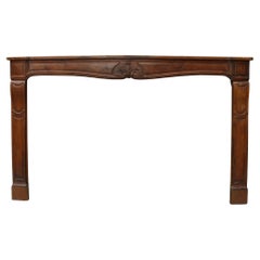 Large Antique Oak Louis XV Style Fire Mantel