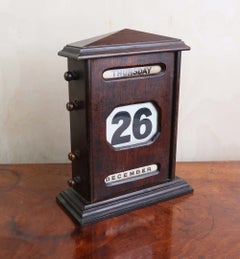 Large Antique Oak Perpetual Desk Calendar. English, C.1900