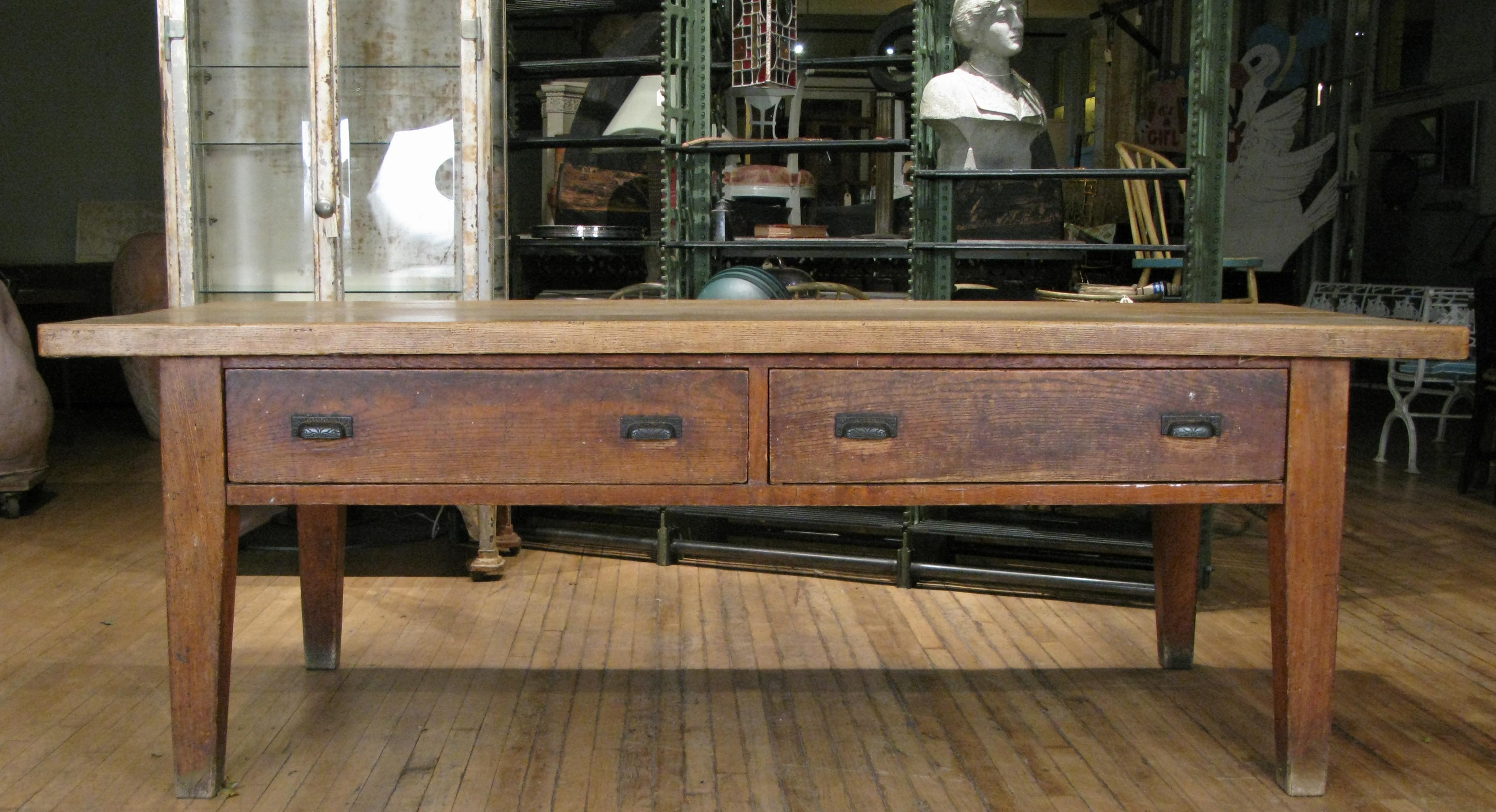 19th Century Large Antique Oak Refectory Table, Kitchen Island