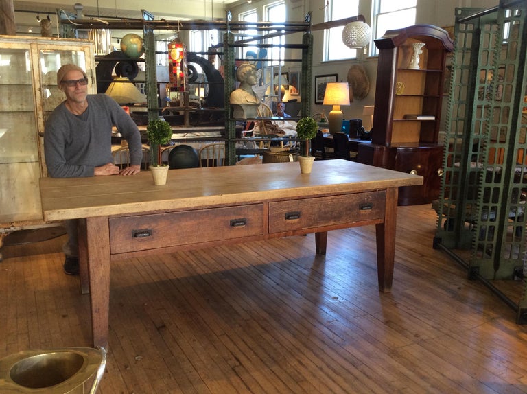 Large Antique Oak Refectory Table, Kitchen Island at 1stDibs