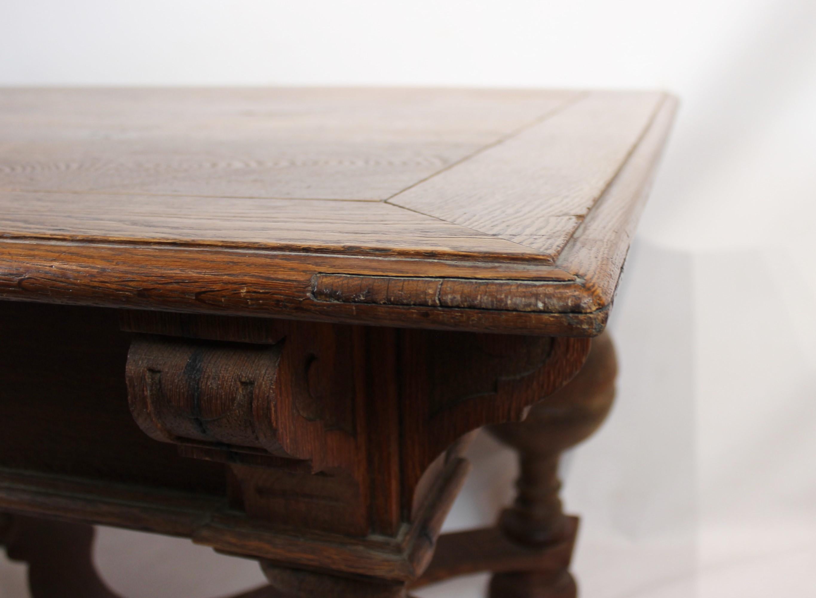 Danish Large Antique Oak Table from the 1860s